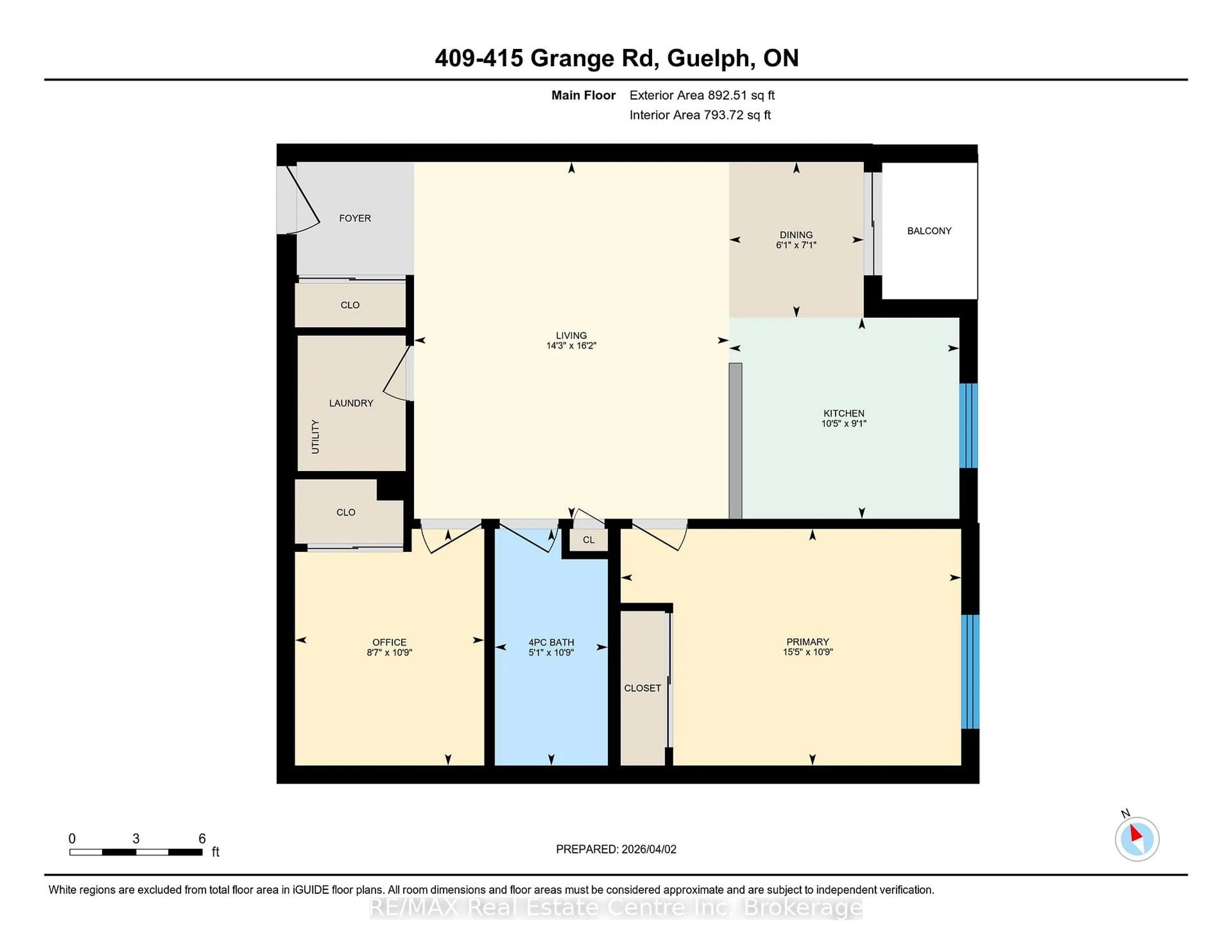 Floor plan for 415 Grange Rd #409, Guelph Ontario N1E 0C4