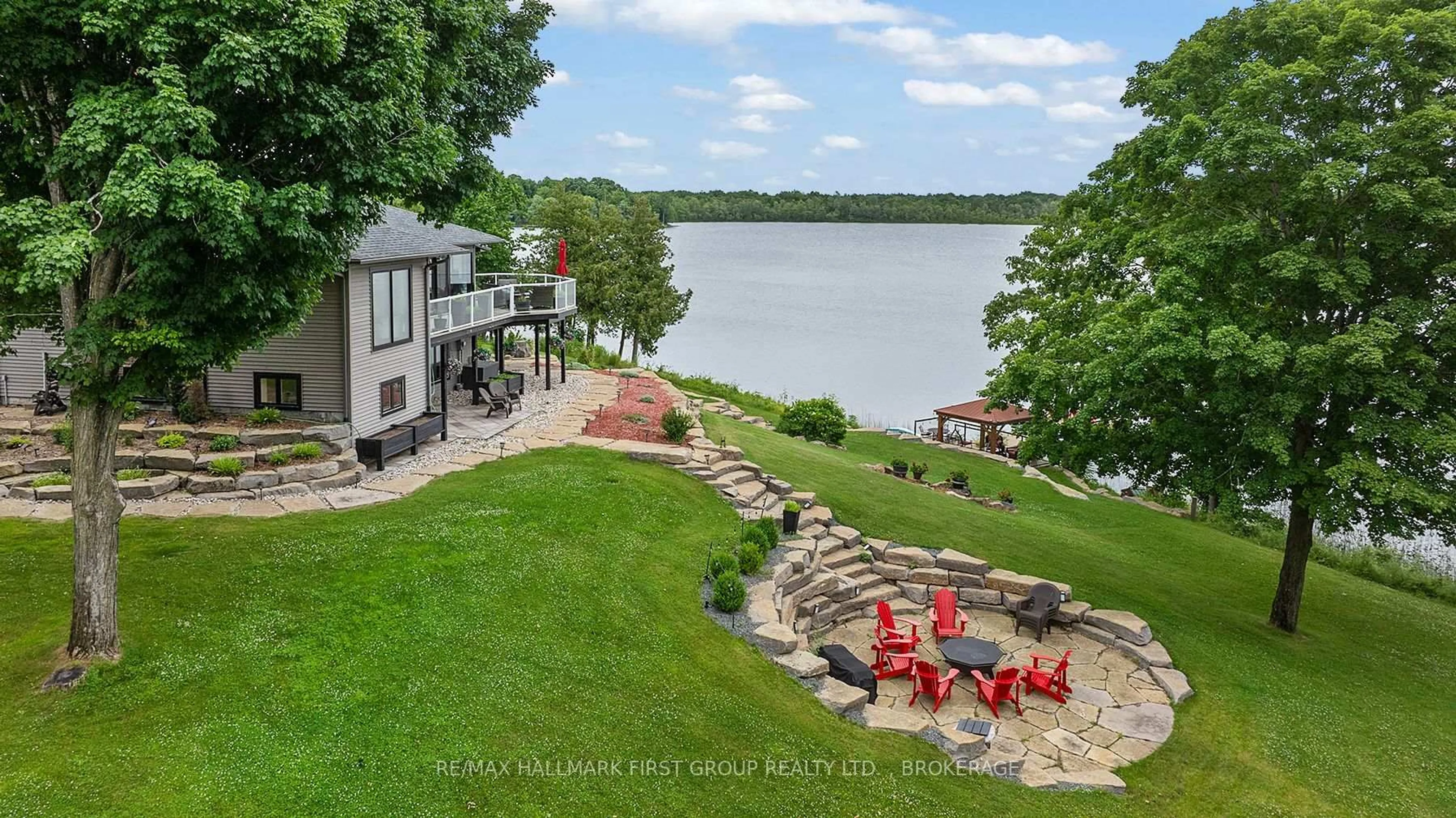 A pic from outside/outdoor area/front of a property/back of a property/a pic from drone, water/lake/river/ocean view for 120 Black Lake Route 1, Perth Ontario K7H 3C5