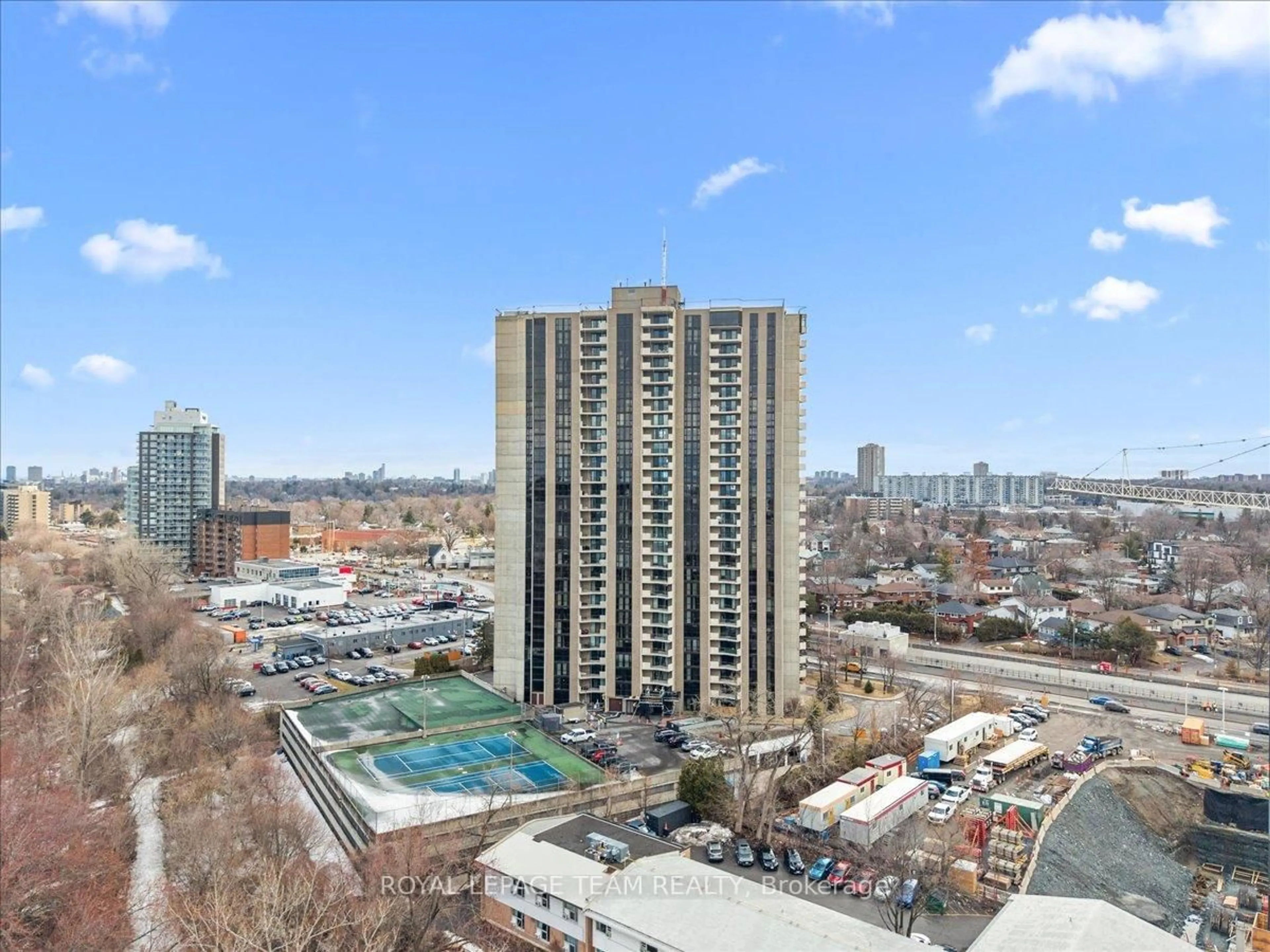 A pic from outside/outdoor area/front of a property/back of a property/a pic from drone, city buildings view from balcony for 1025 Richmond Rd #204, Ottawa Ontario K2B 8G8