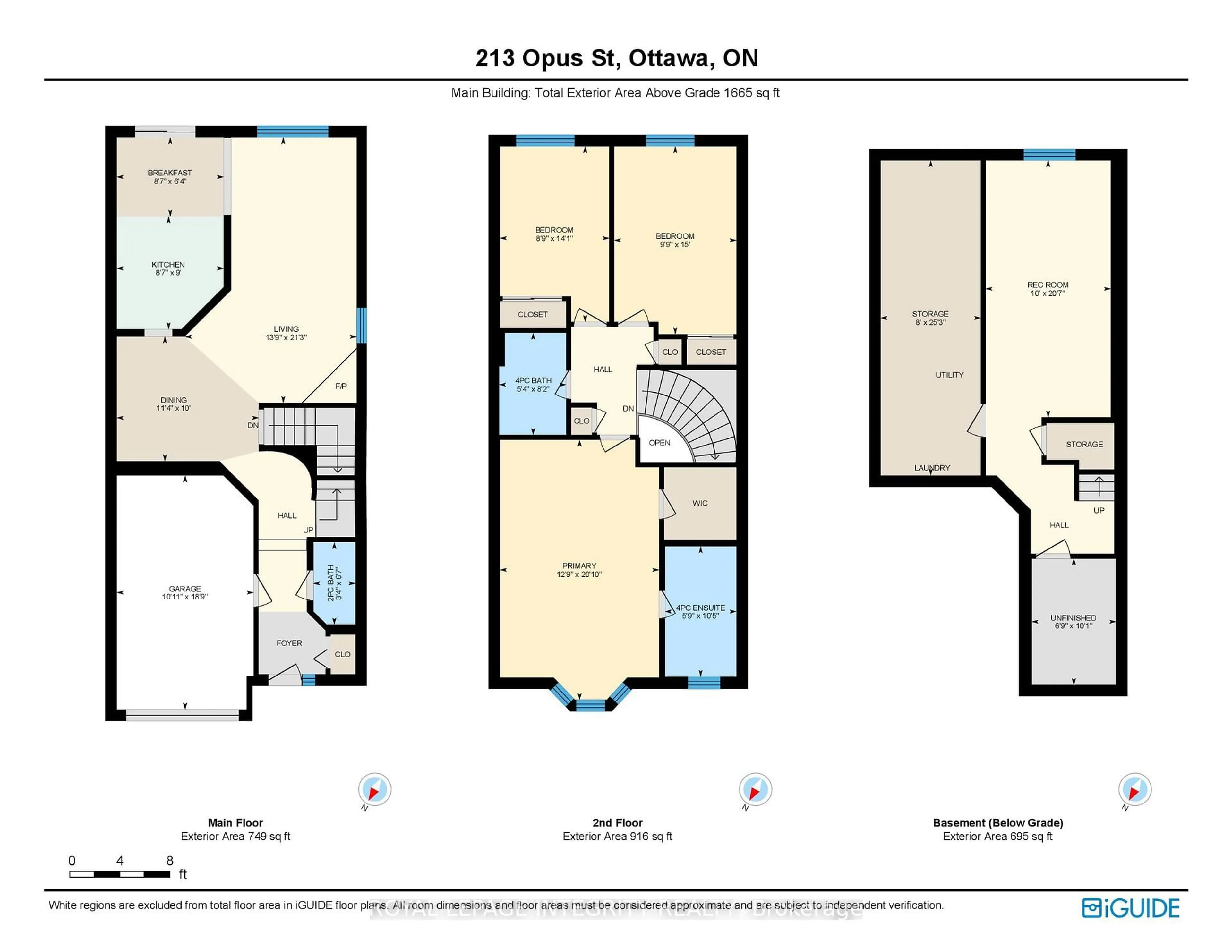Floor plan for 213 Opus St, Ottawa Ontario K2S 0J2