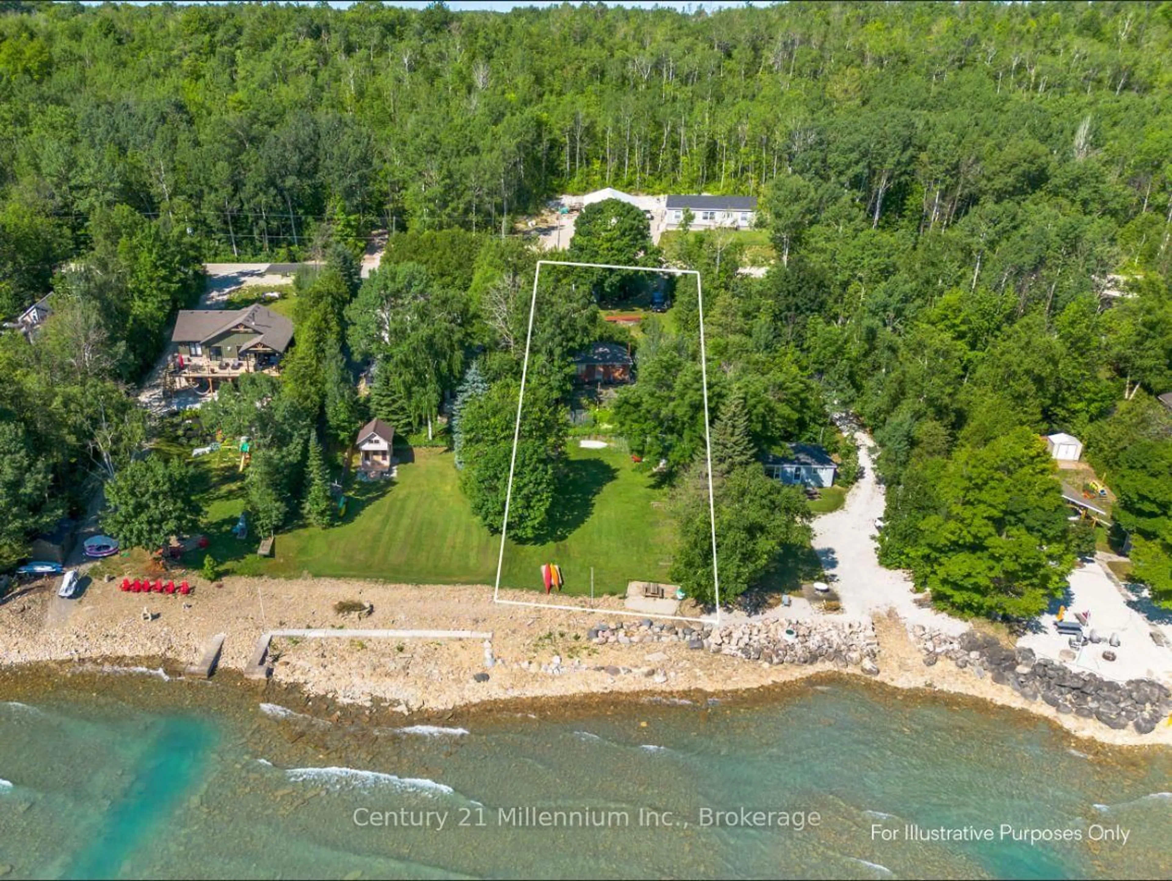 A pic from outside/outdoor area/front of a property/back of a property/a pic from drone, water/lake/river/ocean view for 504725 Grey 1 Rd, Georgian Bluffs Ontario N0H 1S0