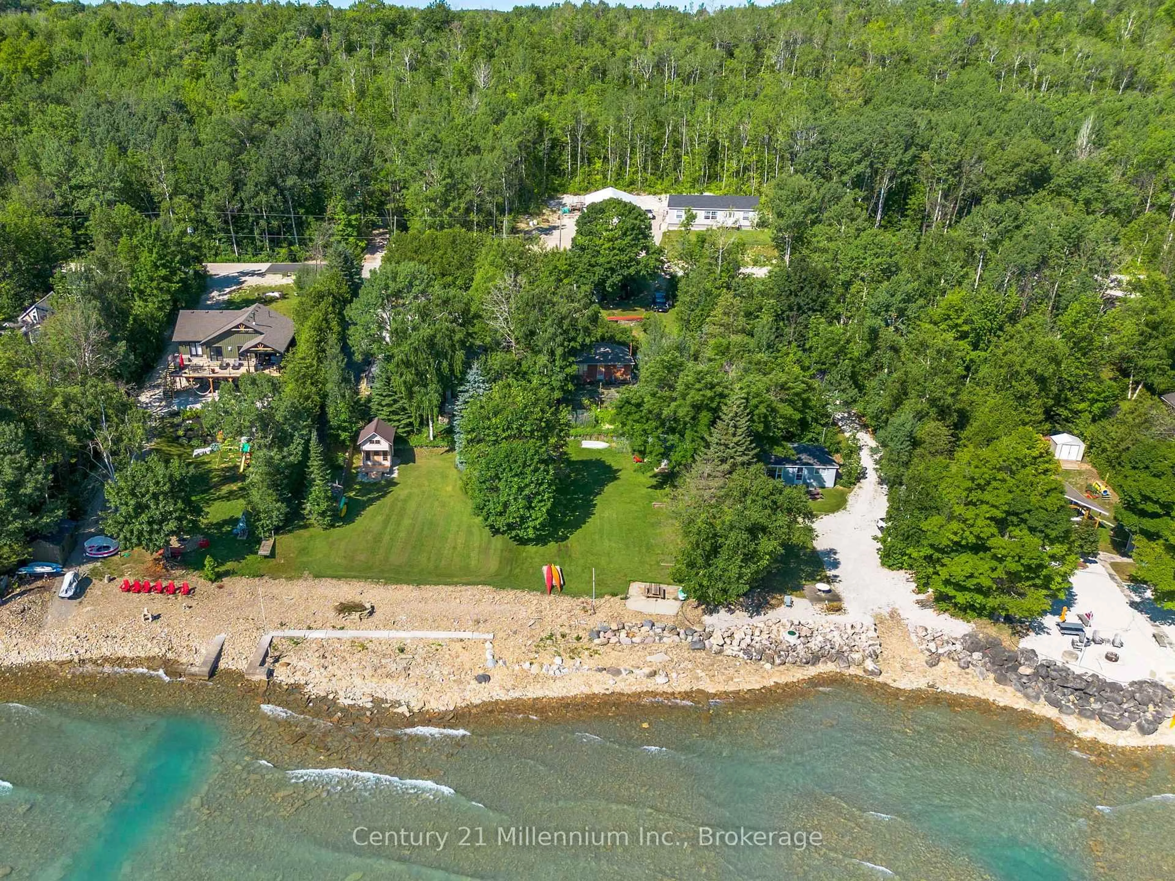 A pic from outside/outdoor area/front of a property/back of a property/a pic from drone, water/lake/river/ocean view for 504725 Grey 1 Rd, Georgian Bluffs Ontario N0H 1S0
