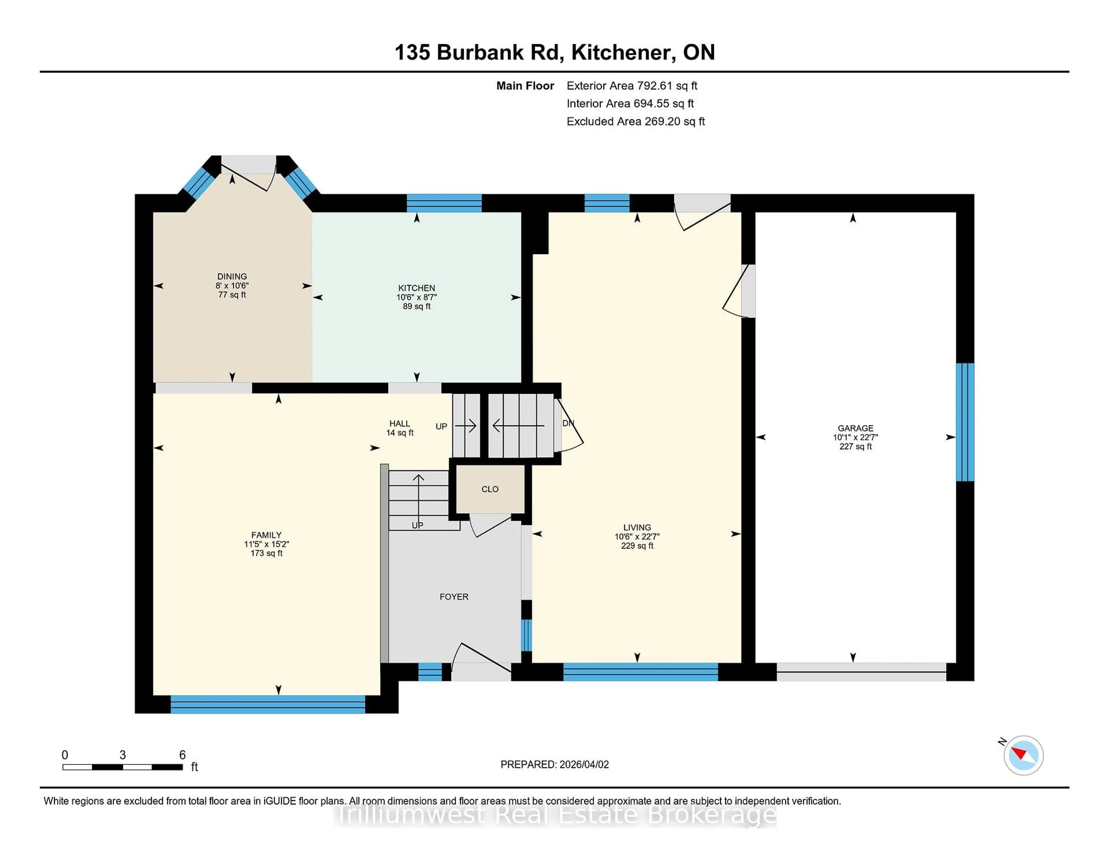 Floor plan for 135 Burbank Rd, Kitchener Ontario N2B 1E3