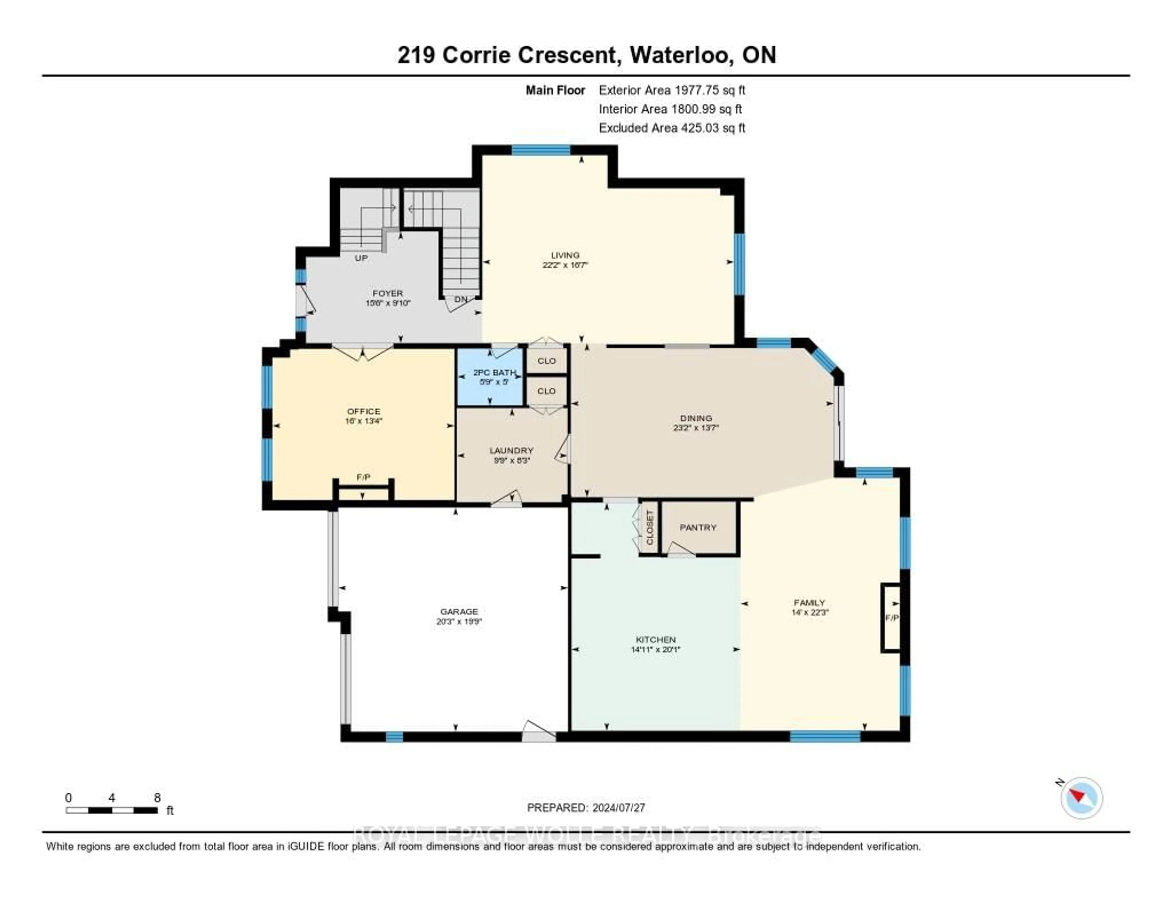 Floor plan for 219 Corrie Cres, Waterloo Ontario N2L 5W3