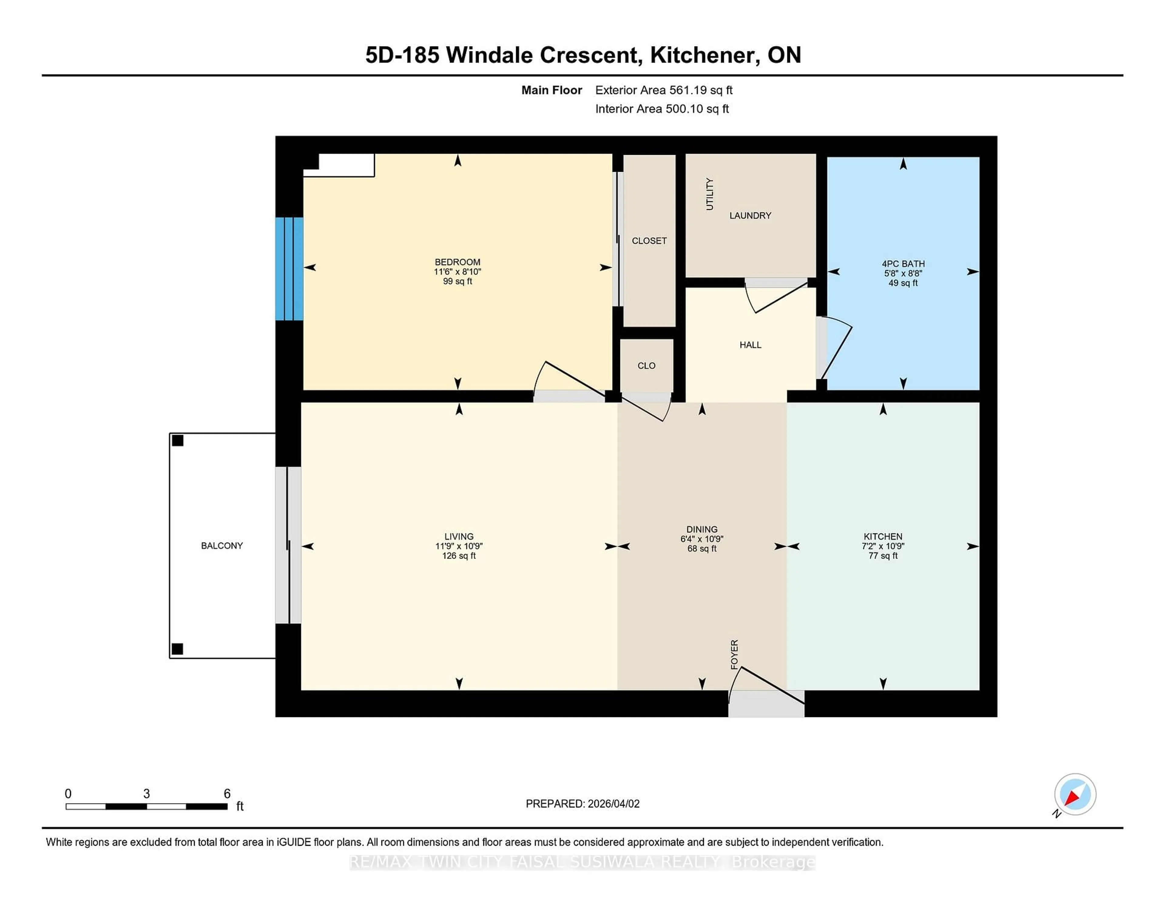 Floor plan for 185 Windale Cres #5D, Kitchener Ontario N2E 0G3