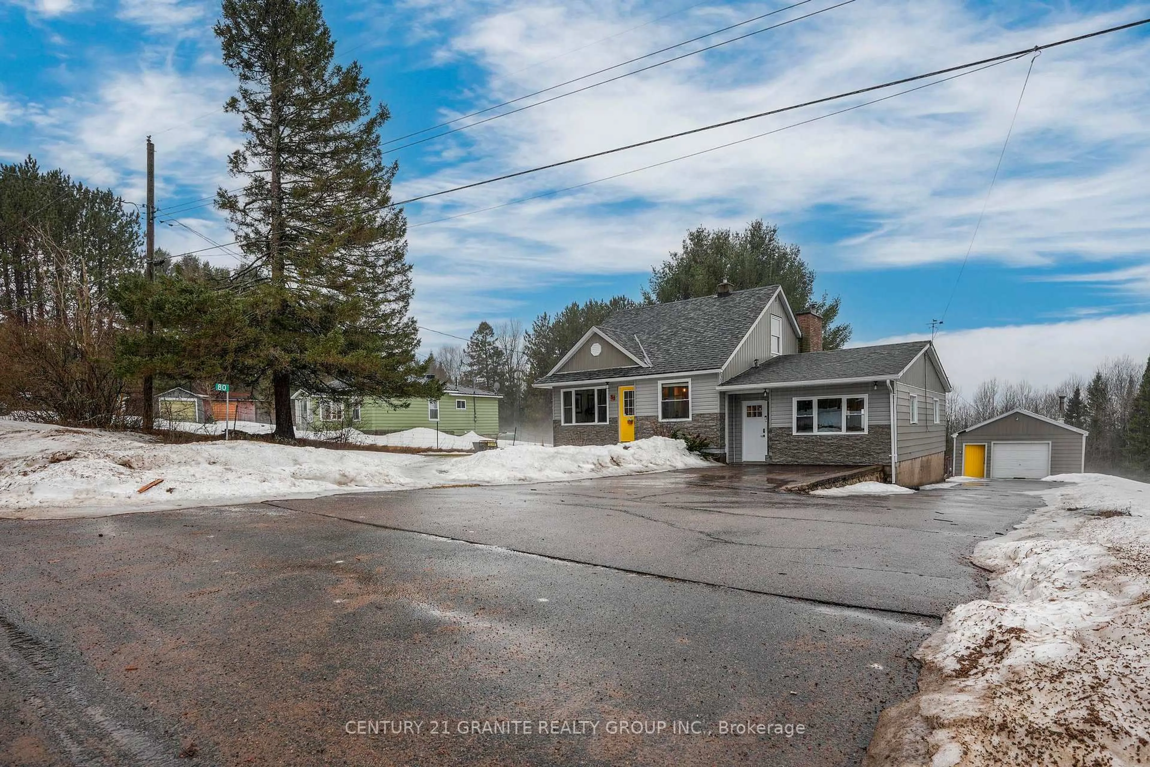 A pic from outside/outdoor area/front of a property/back of a property/a pic from drone, street for 80 Paradise Rd, South Algonquin Ontario K0J 2M0