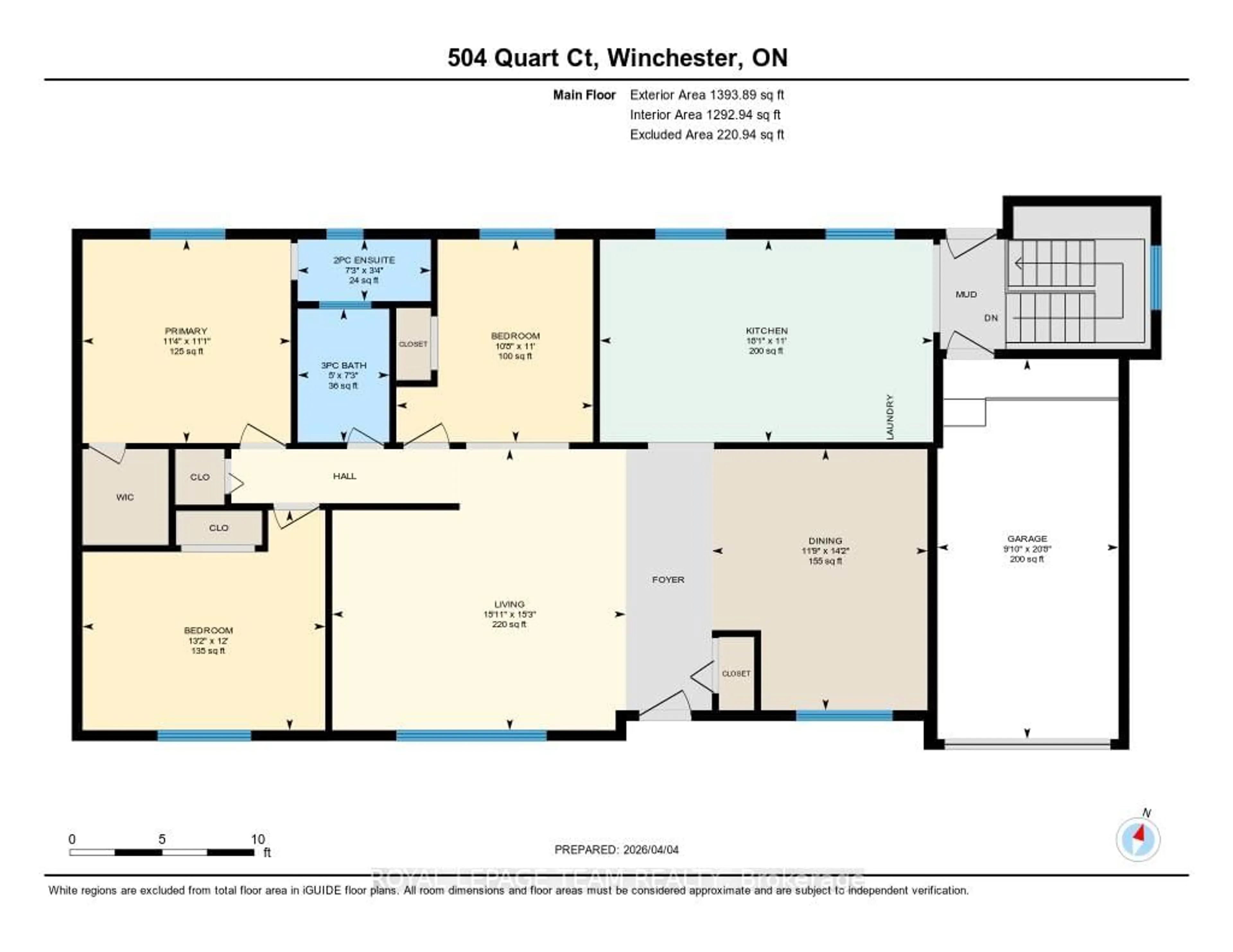 Floor plan for 504 Quart Crt, North Dundas Ontario K0C 2K0