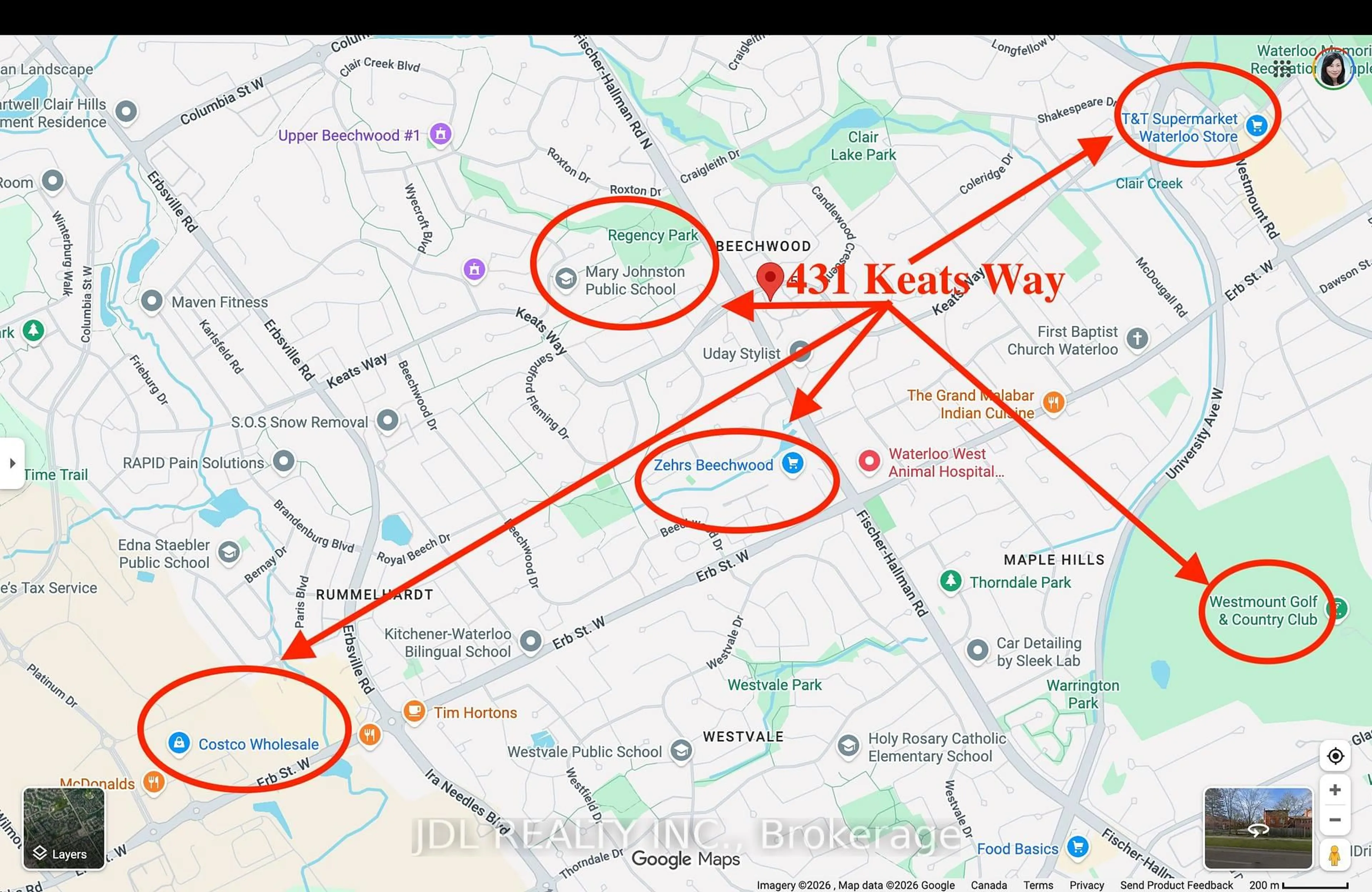 Picture of a map for 431 Keats Way #5, Waterloo Ontario N2L 5S7