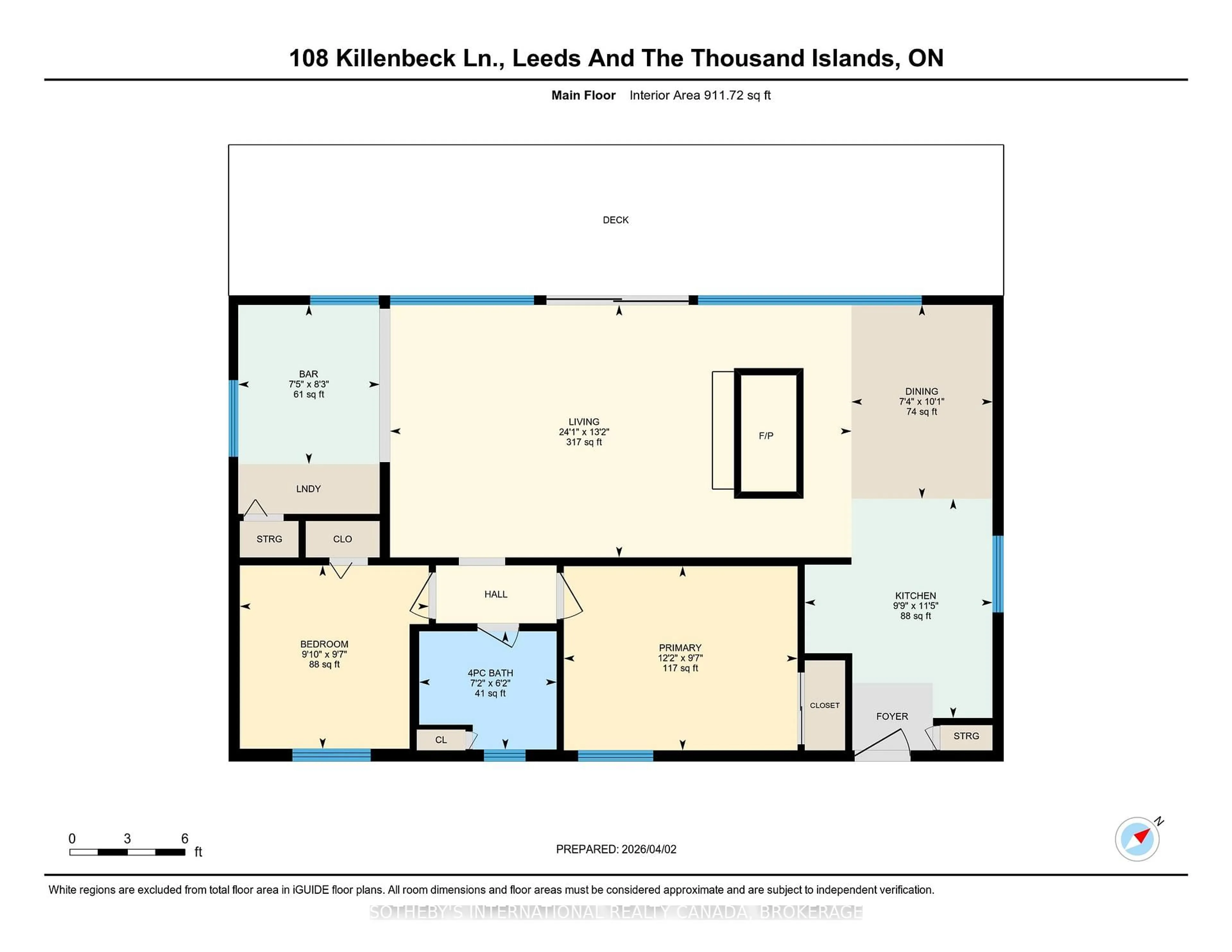 Floor plan for 108 Killenbeck Lane, Leeds and the Thousand Islands Ontario K0E 1L0