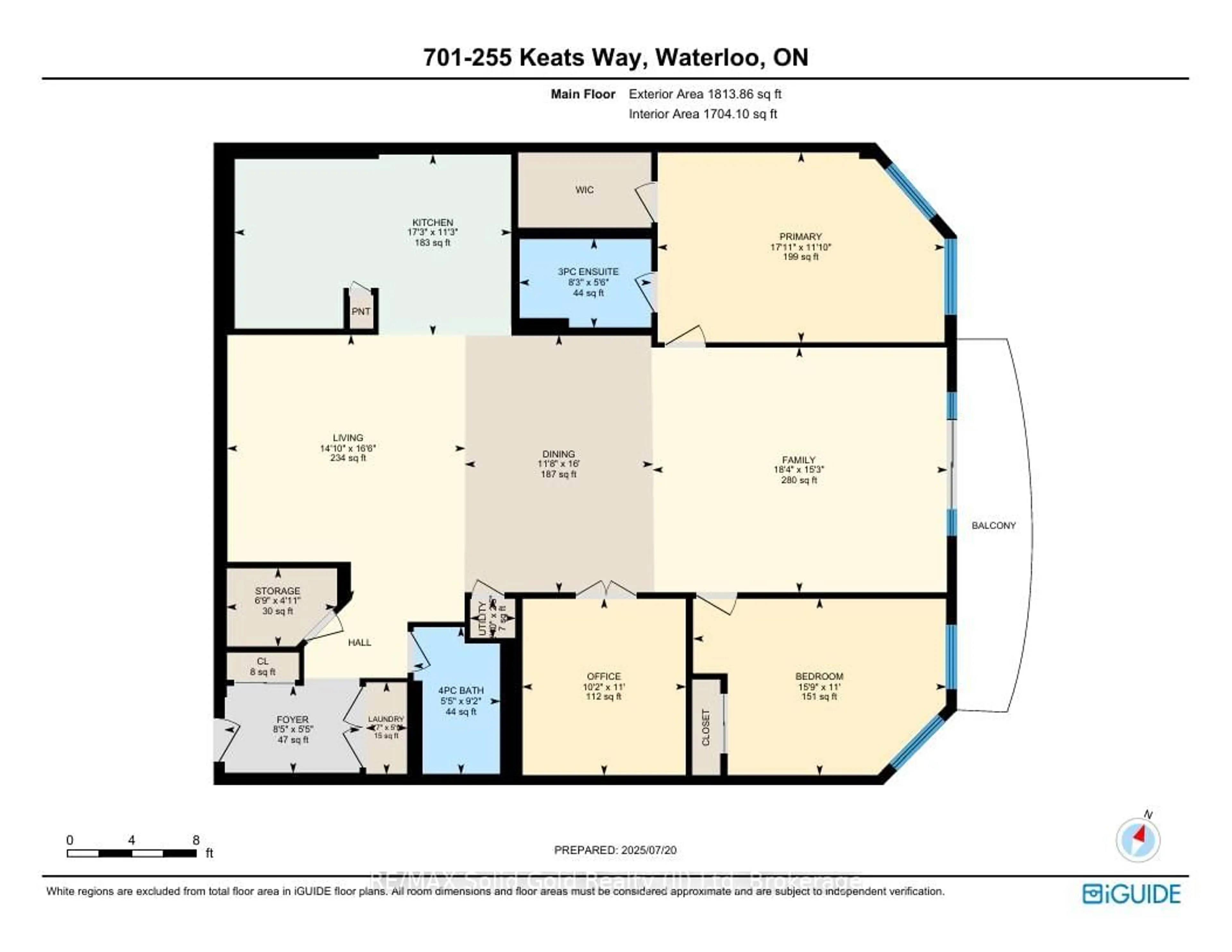 Floor plan for 255 Keats Way #701, Waterloo Ontario N2L 6N6