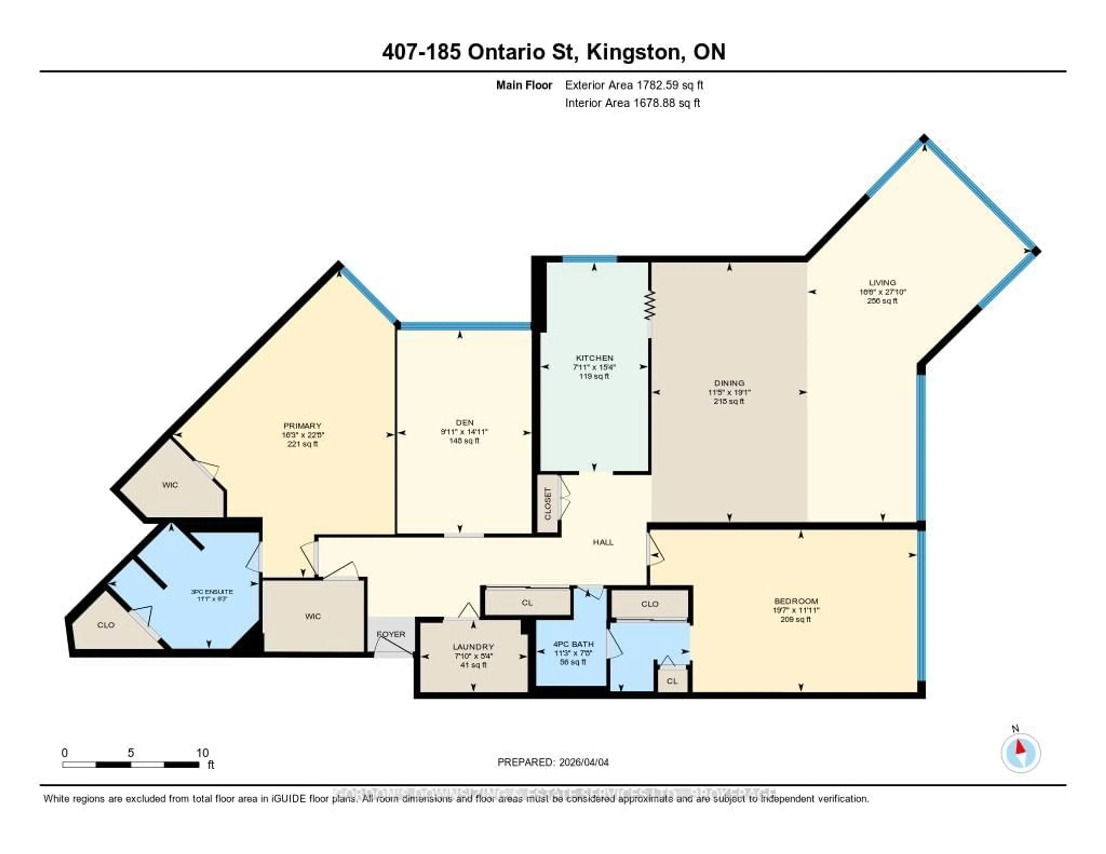 Floor plan for 185 Ontario St #407, Kingston Ontario K7L 2Y7