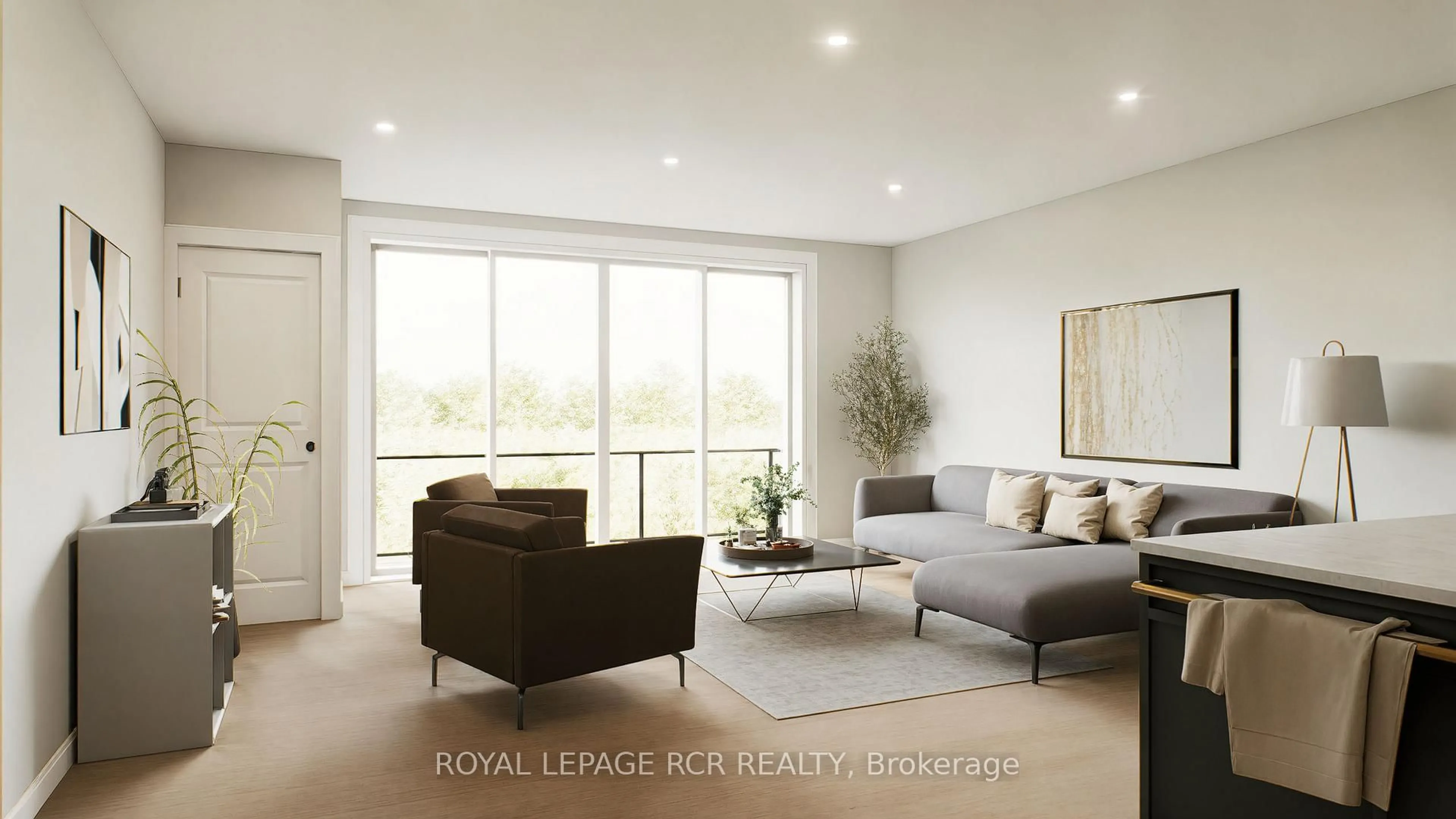 Living room with furniture, wood/laminate floor for 50 Emma St #204, East Luther Grand Valley Ontario L9W 5P9