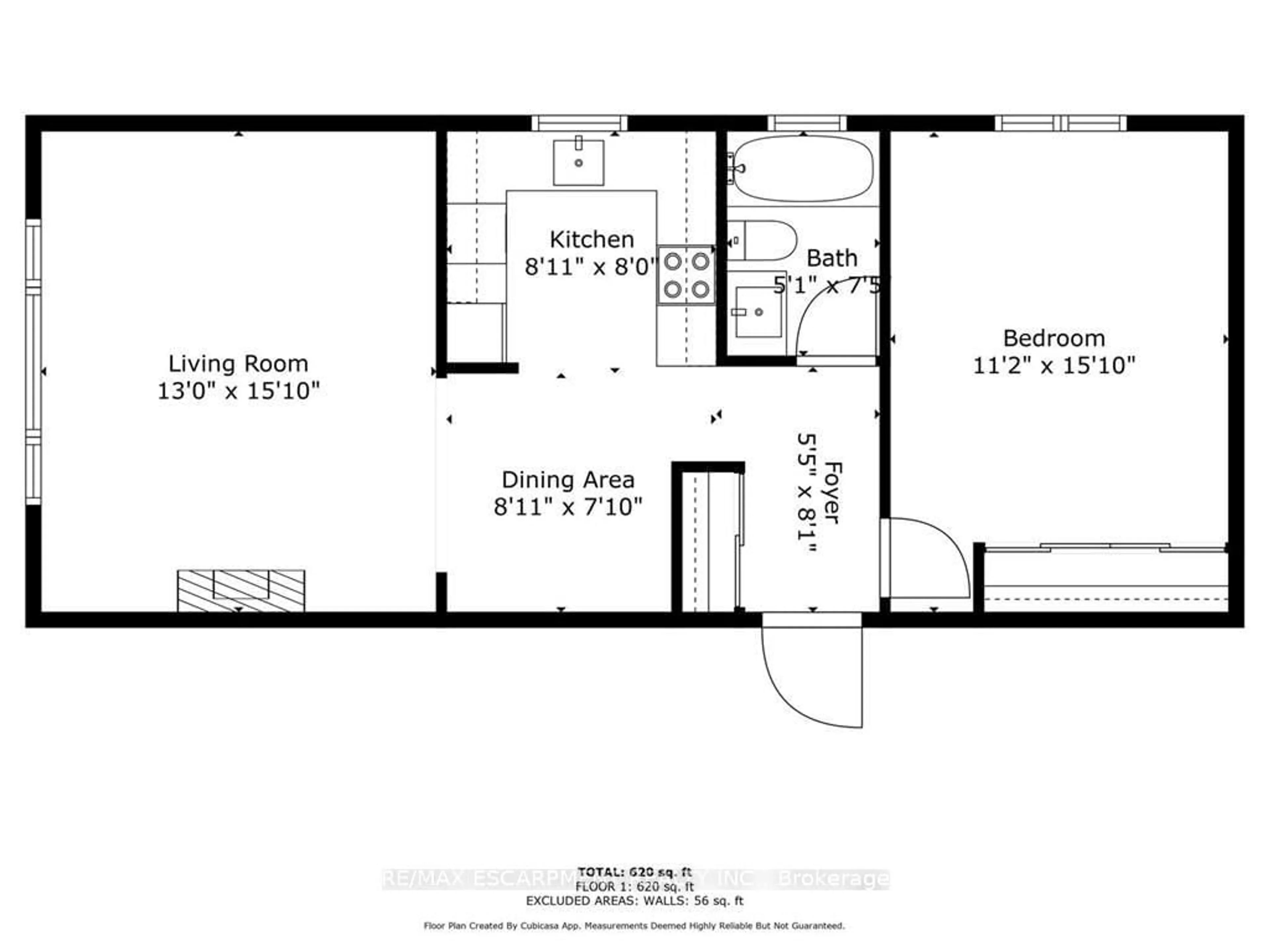Floor plan for 836 Concession St #208, Hamilton Ontario L8V 1E2