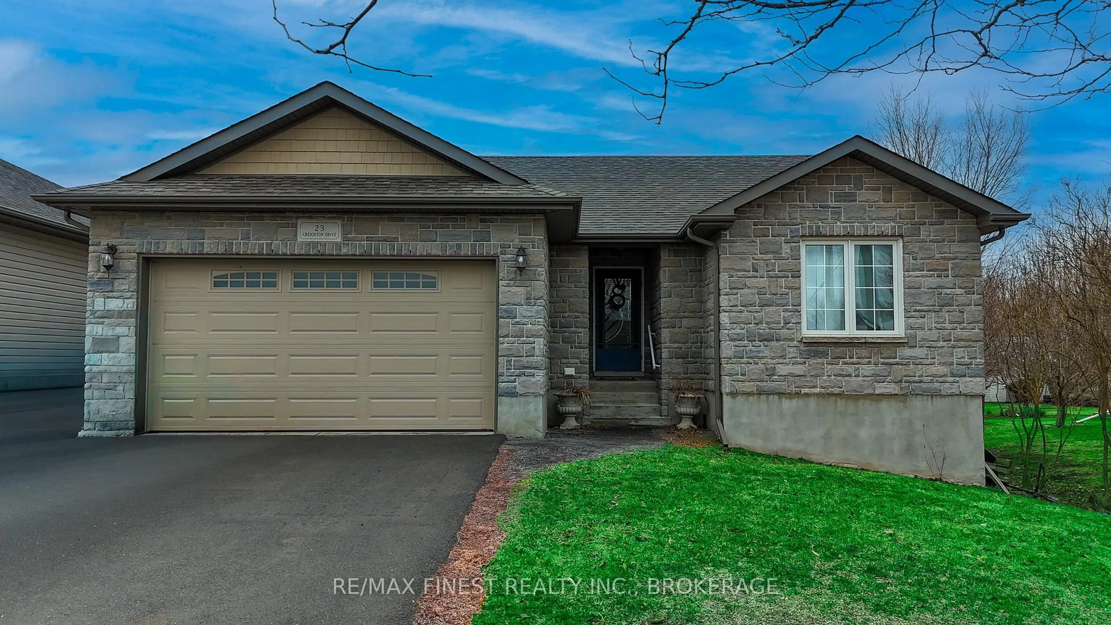 Home with brick exterior material, street for 23 Creighton Dr, Bissett Creek Ontario K0H 2H0