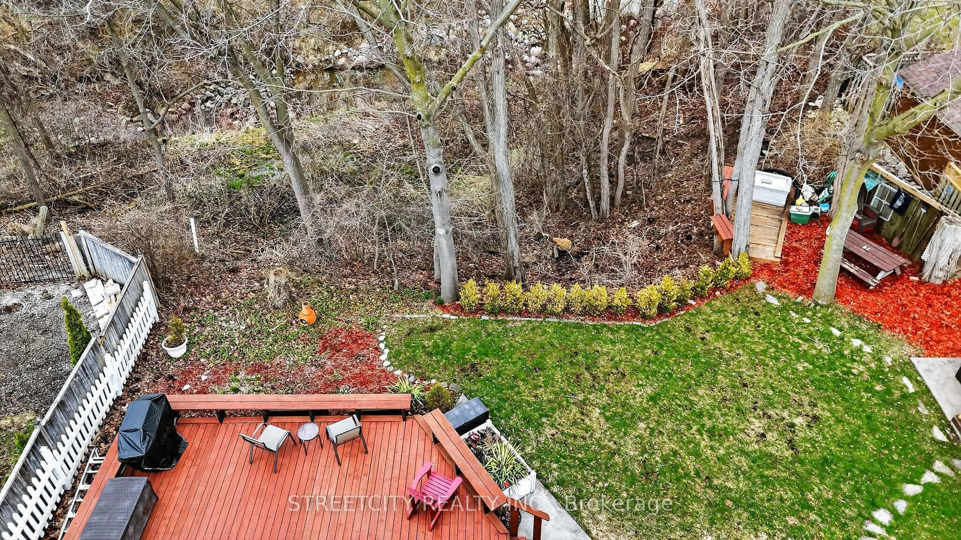 A pic from outside/outdoor area/front of a property/back of a property/a pic from drone, forest/trees view for 6 Montgomery Rd, St. Thomas Ontario N5R 1S5
