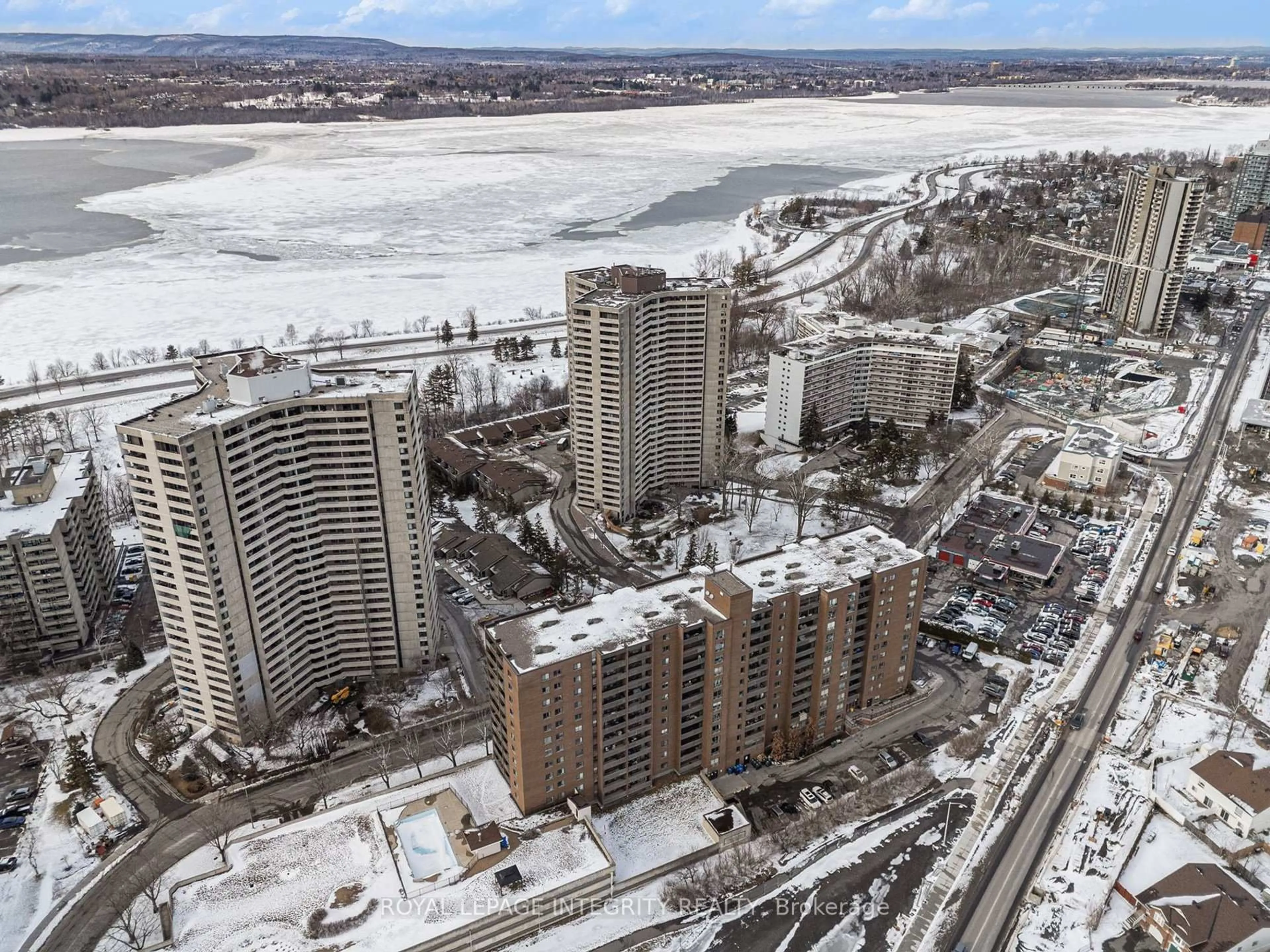 A pic from outside/outdoor area/front of a property/back of a property/a pic from drone, city buildings view from balcony for 1081 Ambleside Dr #906, Ottawa Ontario K2B 8C8