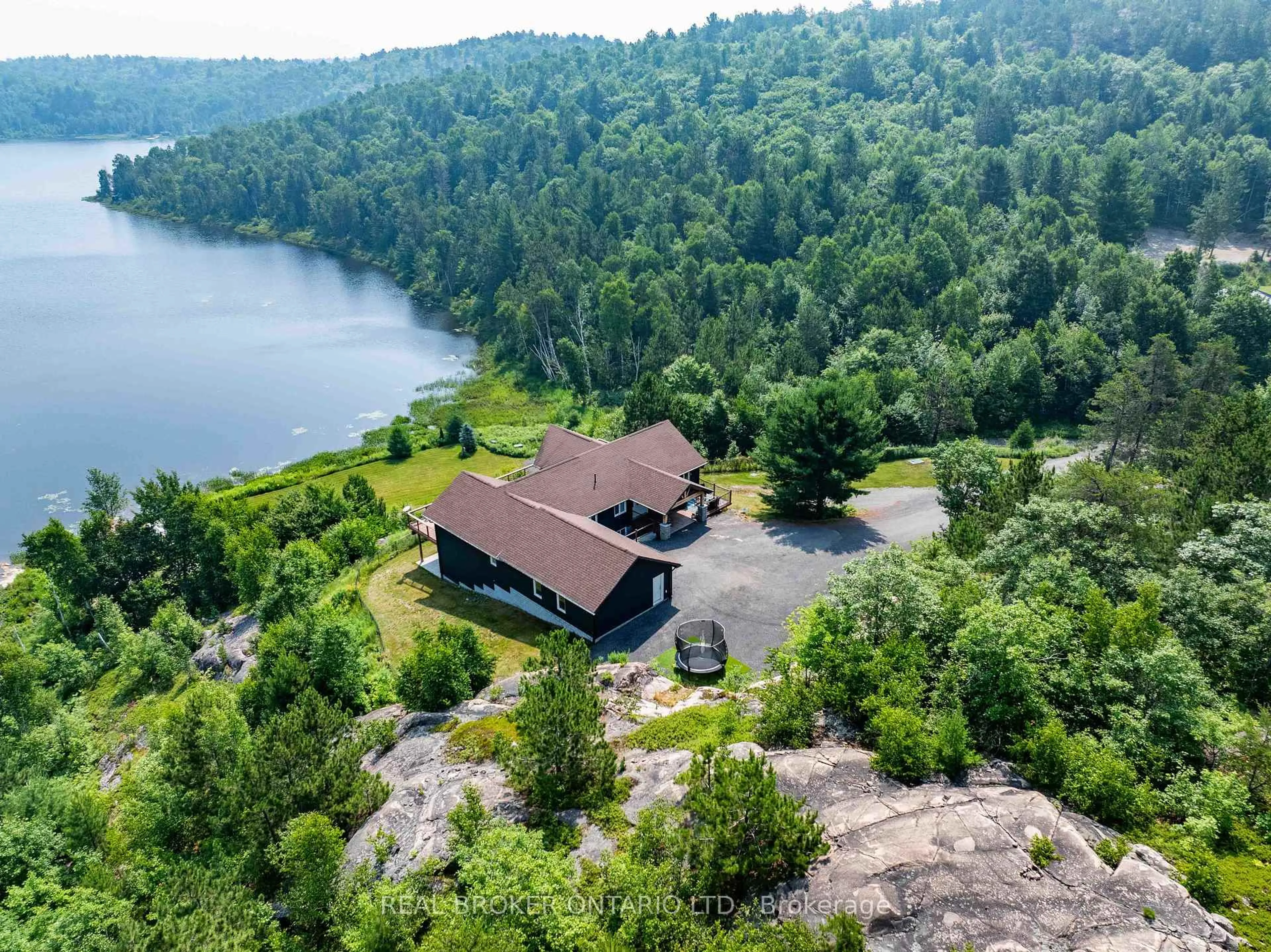 A pic from outside/outdoor area/front of a property/back of a property/a pic from drone, water/lake/river/ocean view for 3570 Raft Lake Rd, Greater Sudbury Ontario P3G 1M4