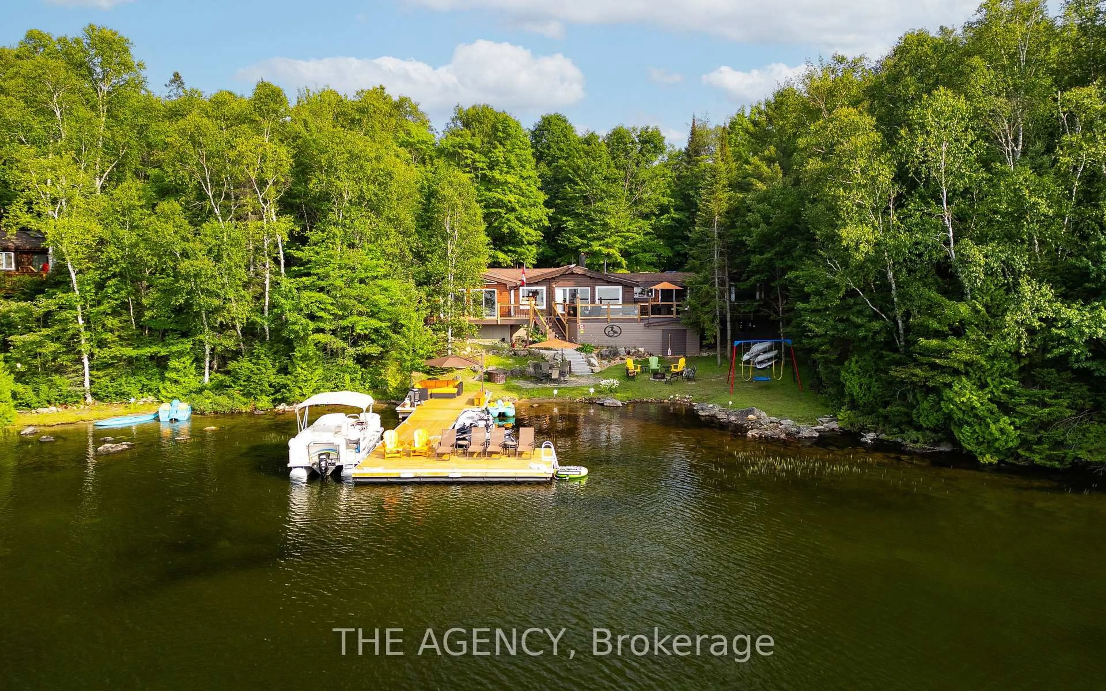 A pic from outside/outdoor area/front of a property/back of a property/a pic from drone, water/lake/river/ocean view for 57 Lake Haven Dr, Kearney Ontario P0A 1Z0
