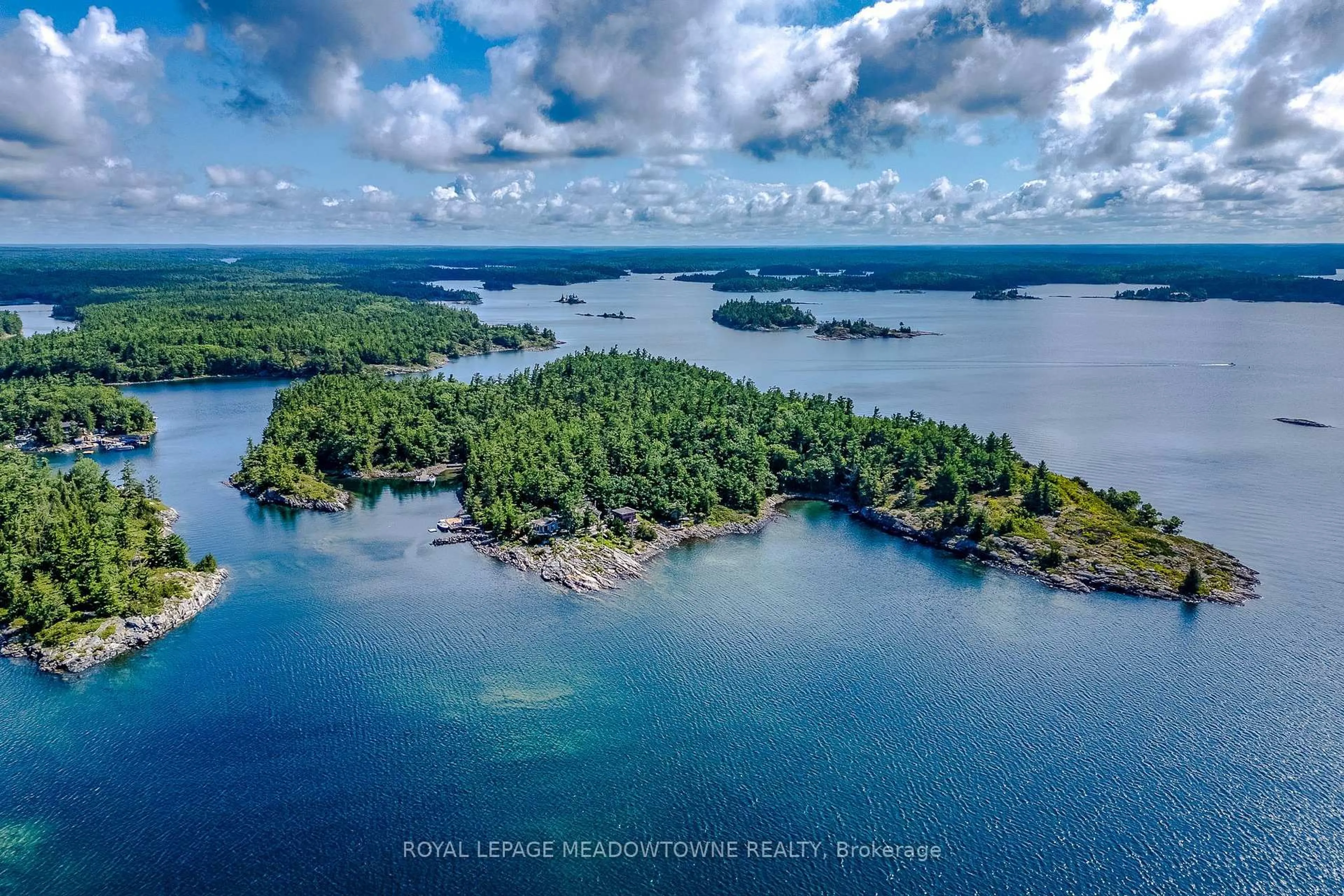 A pic from outside/outdoor area/front of a property/back of a property/a pic from drone, water/lake/river/ocean view for B433 Campbell Island, Twp. of the Archipelago, The Archipelago Ontario P0G 1G0