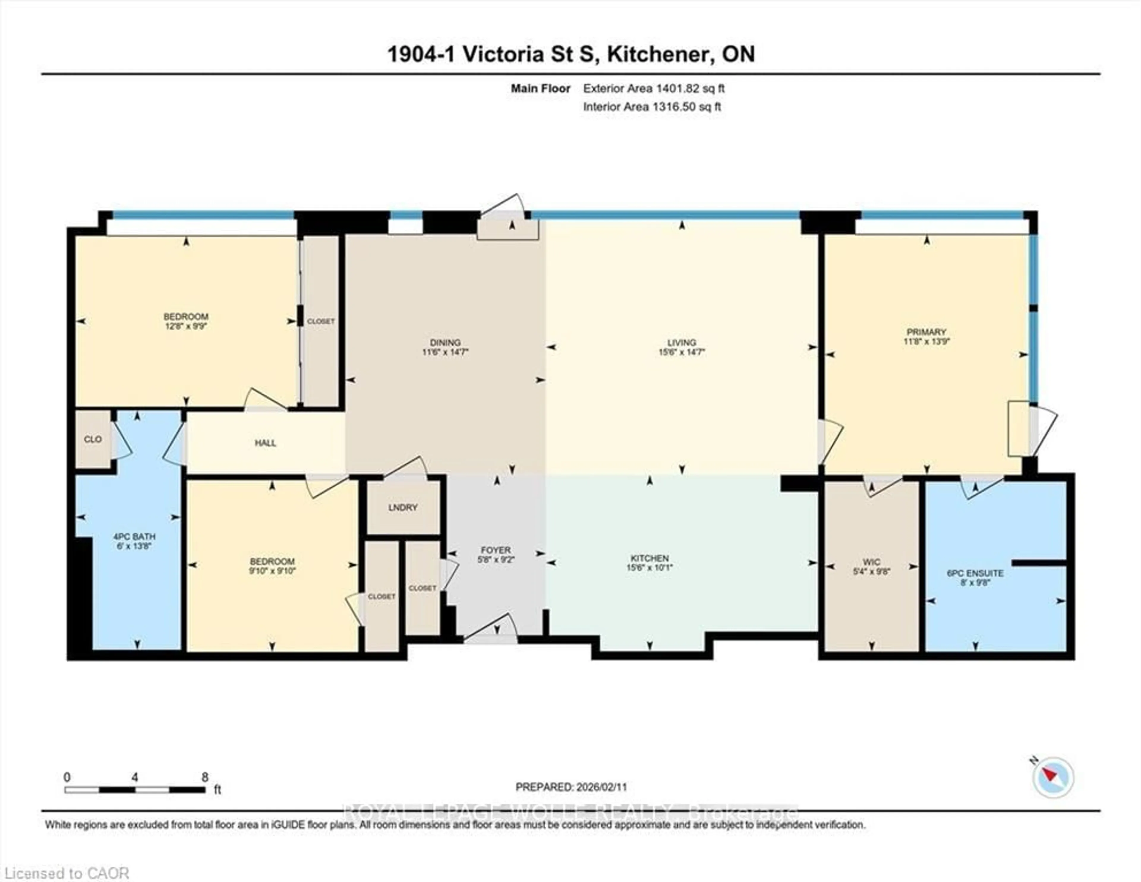 Floor plan for 1 Victoria St #1904, Kitchener Ontario N2G 0B5