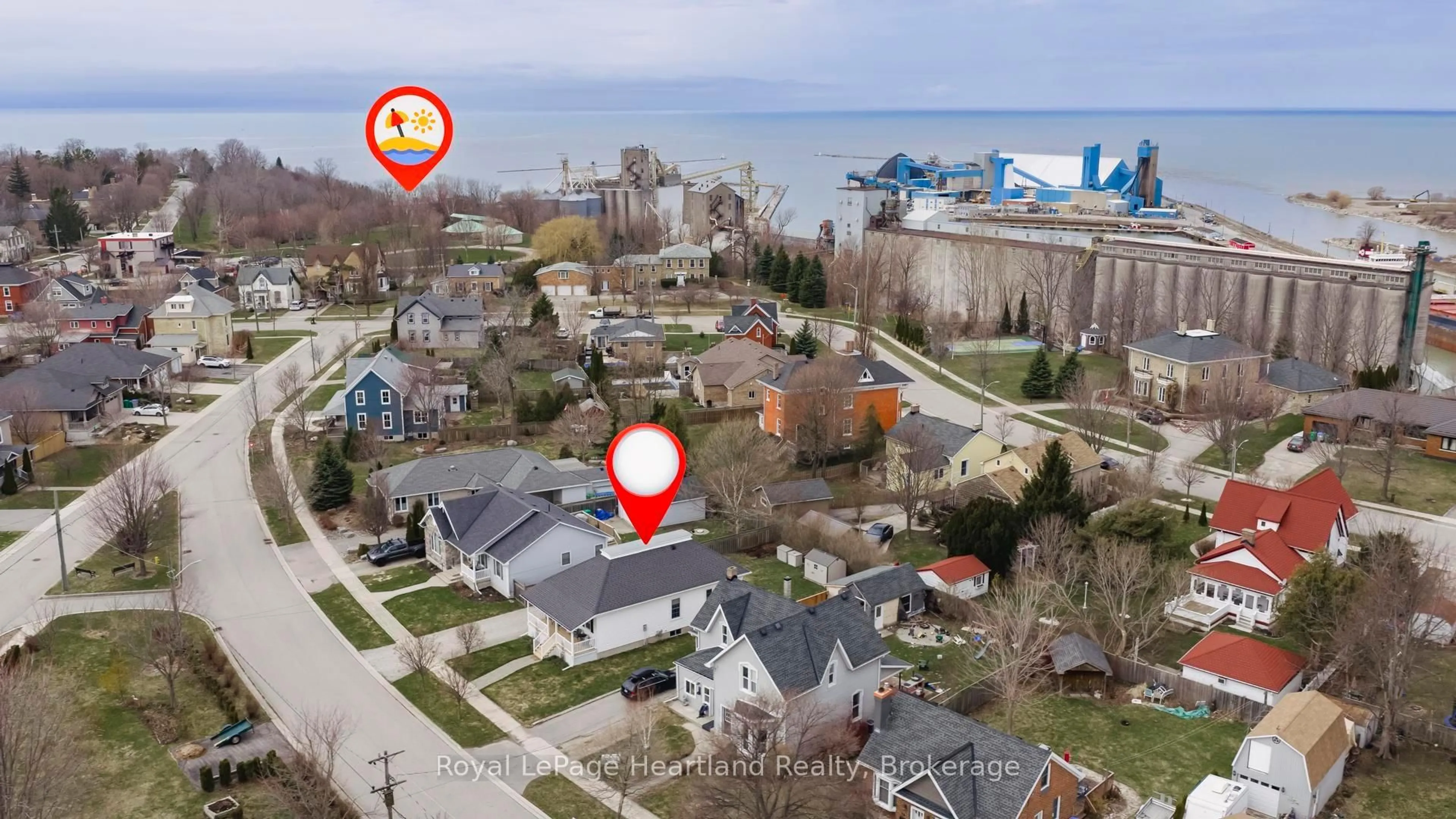 A pic from outside/outdoor area/front of a property/back of a property/a pic from drone, city buildings view from balcony for 100 Arthur St, Goderich Ontario N7A 2L8