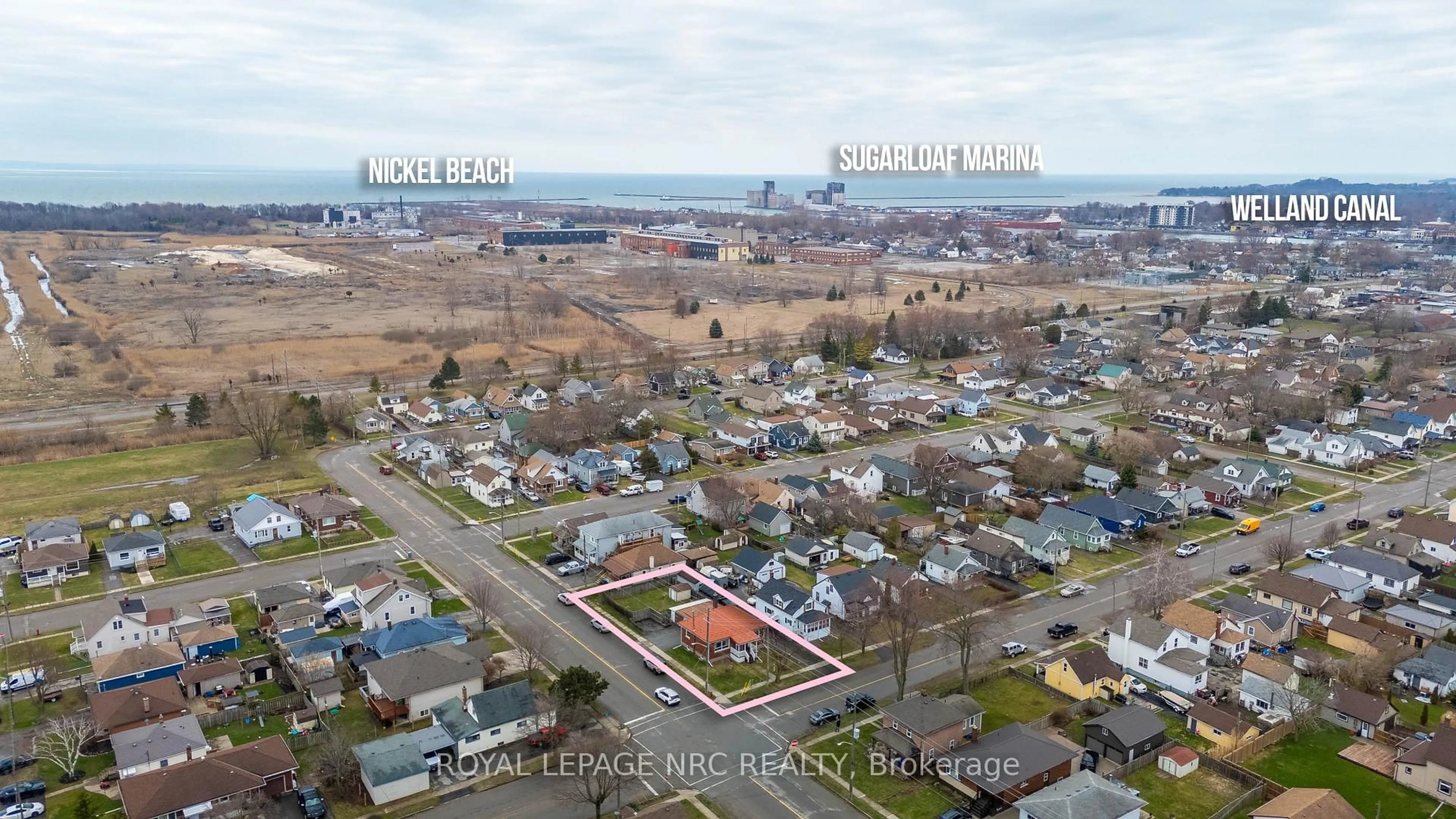 A pic from outside/outdoor area/front of a property/back of a property/a pic from drone, water/lake/river/ocean view for 383 Bell St, Port Colborne Ontario L3K 1J7