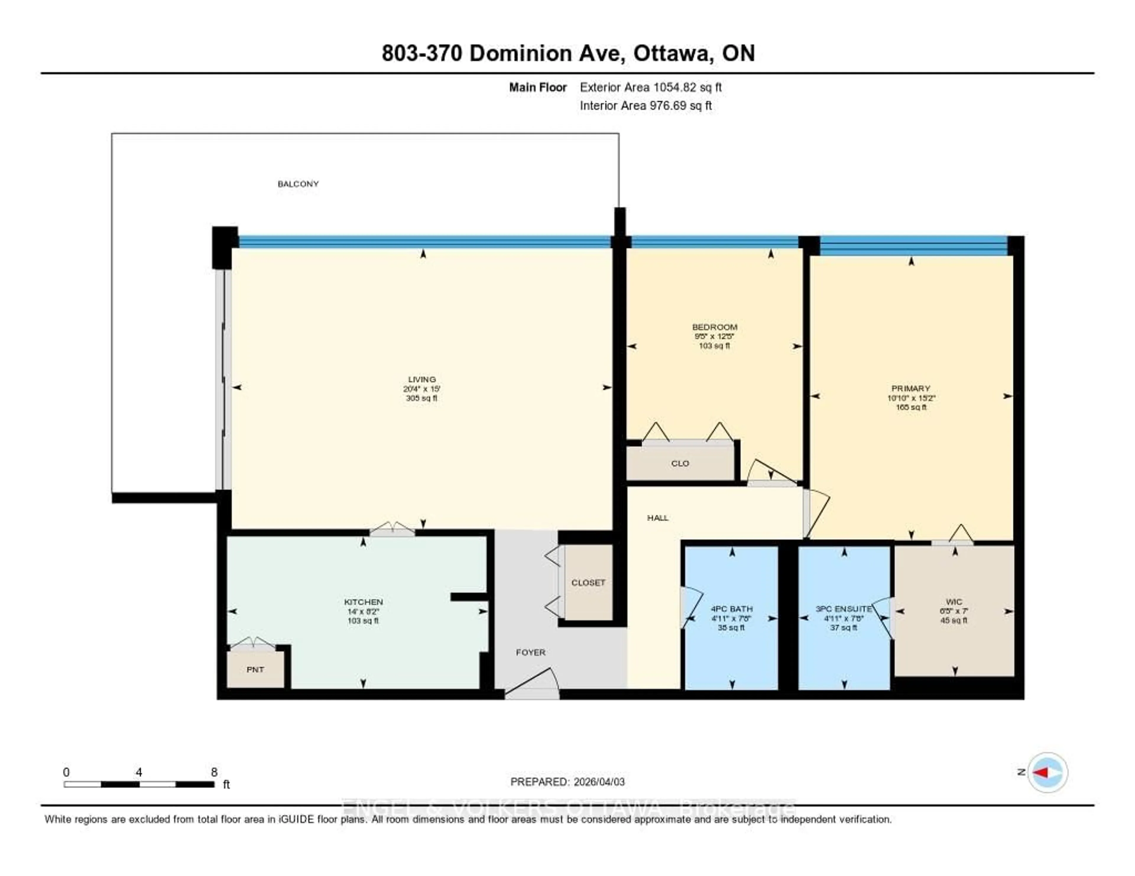 Floor plan for 370 Dominion Ave #803, Ottawa Ontario K2A 3X4