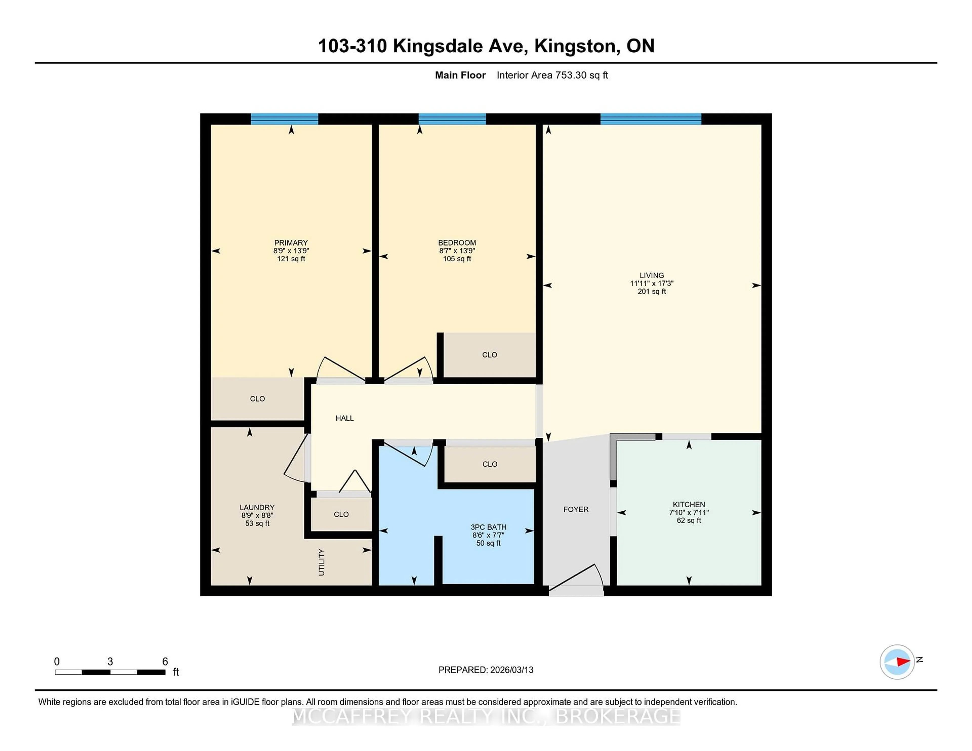 Floor plan for 310 Kingsdale Ave #103, Kingston Ontario K7M 8S1