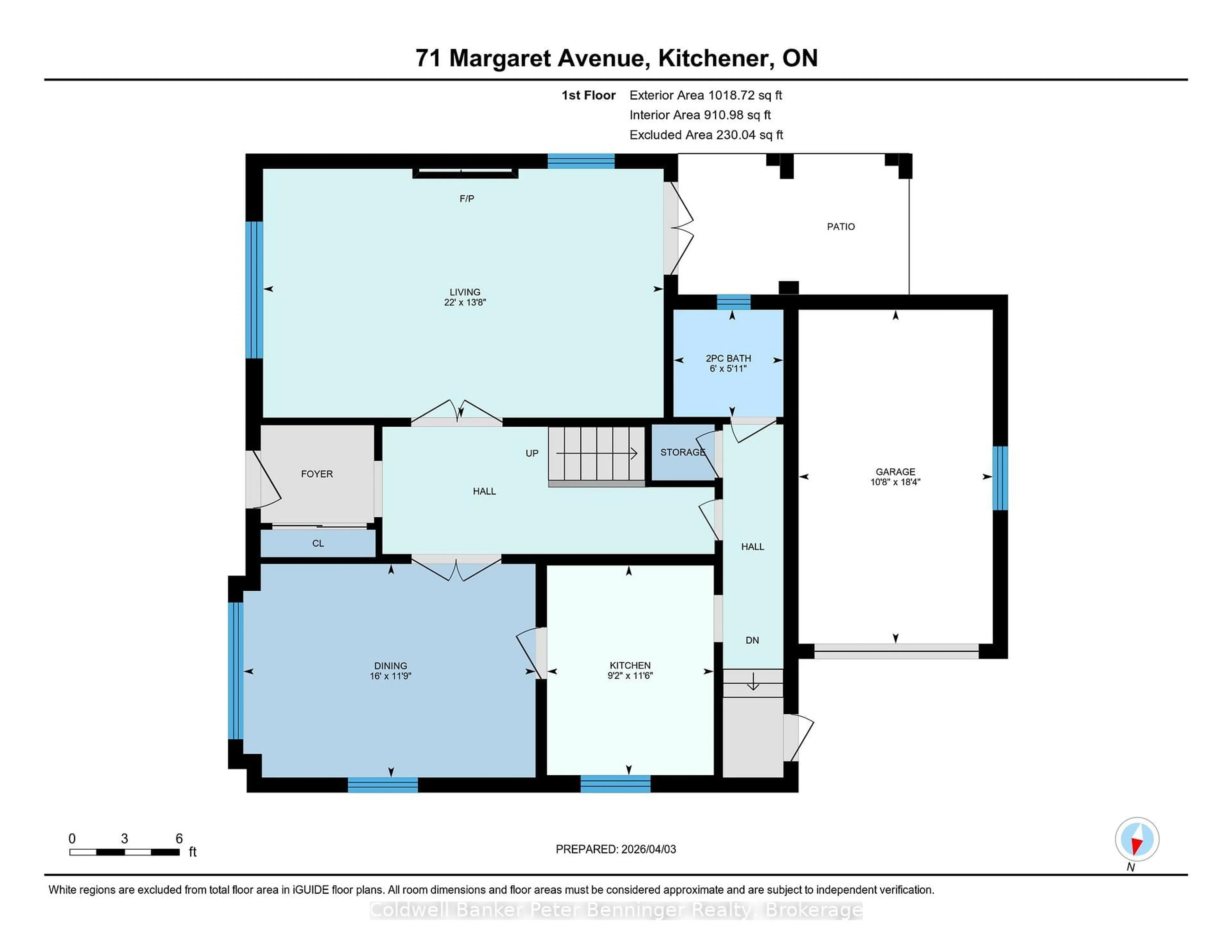 Floor plan for 71 Margaret Ave, Kitchener Ontario N2H 4H3