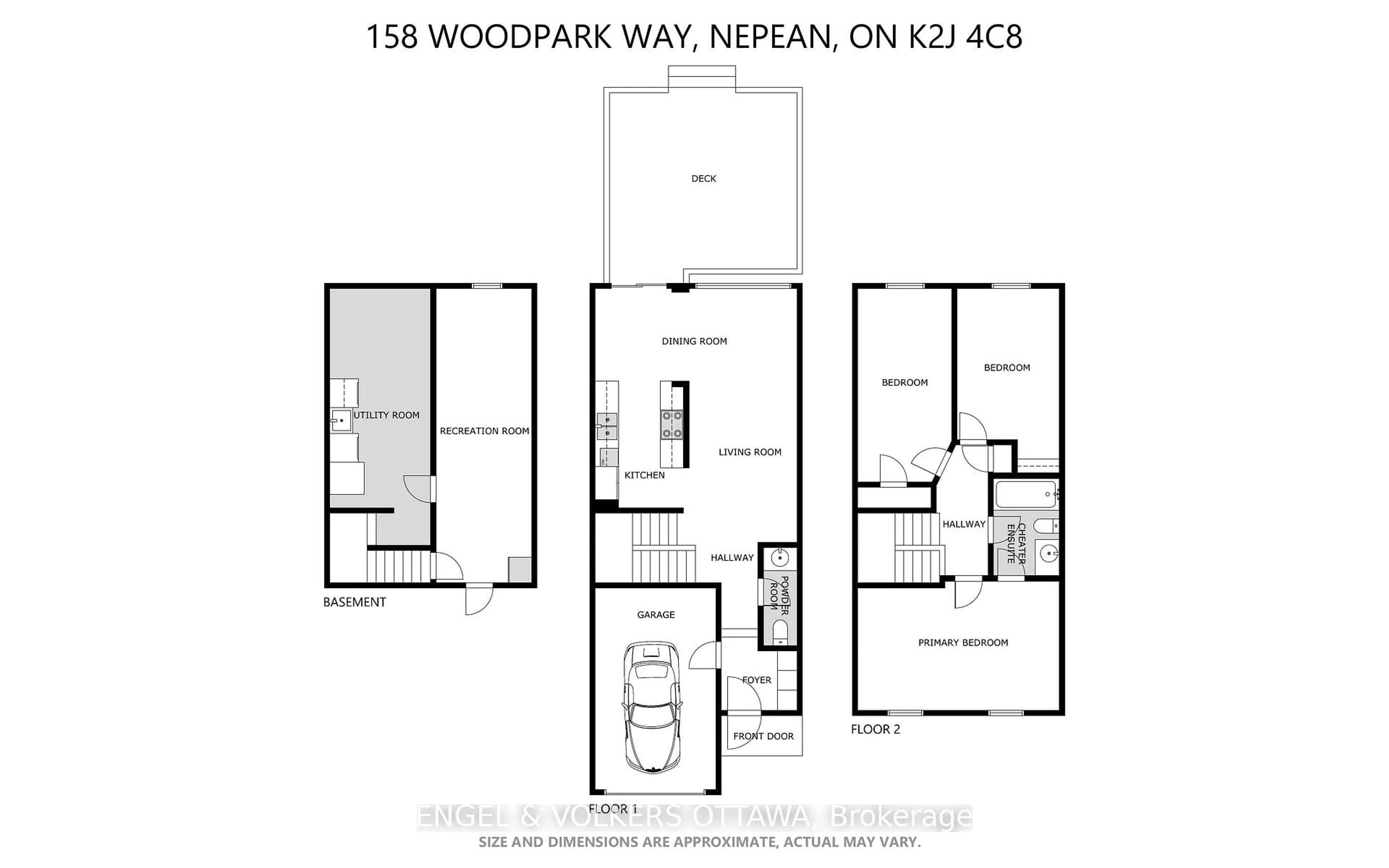 Floor plan for 158 Woodpark Way, Ottawa Ontario K2J 4C8