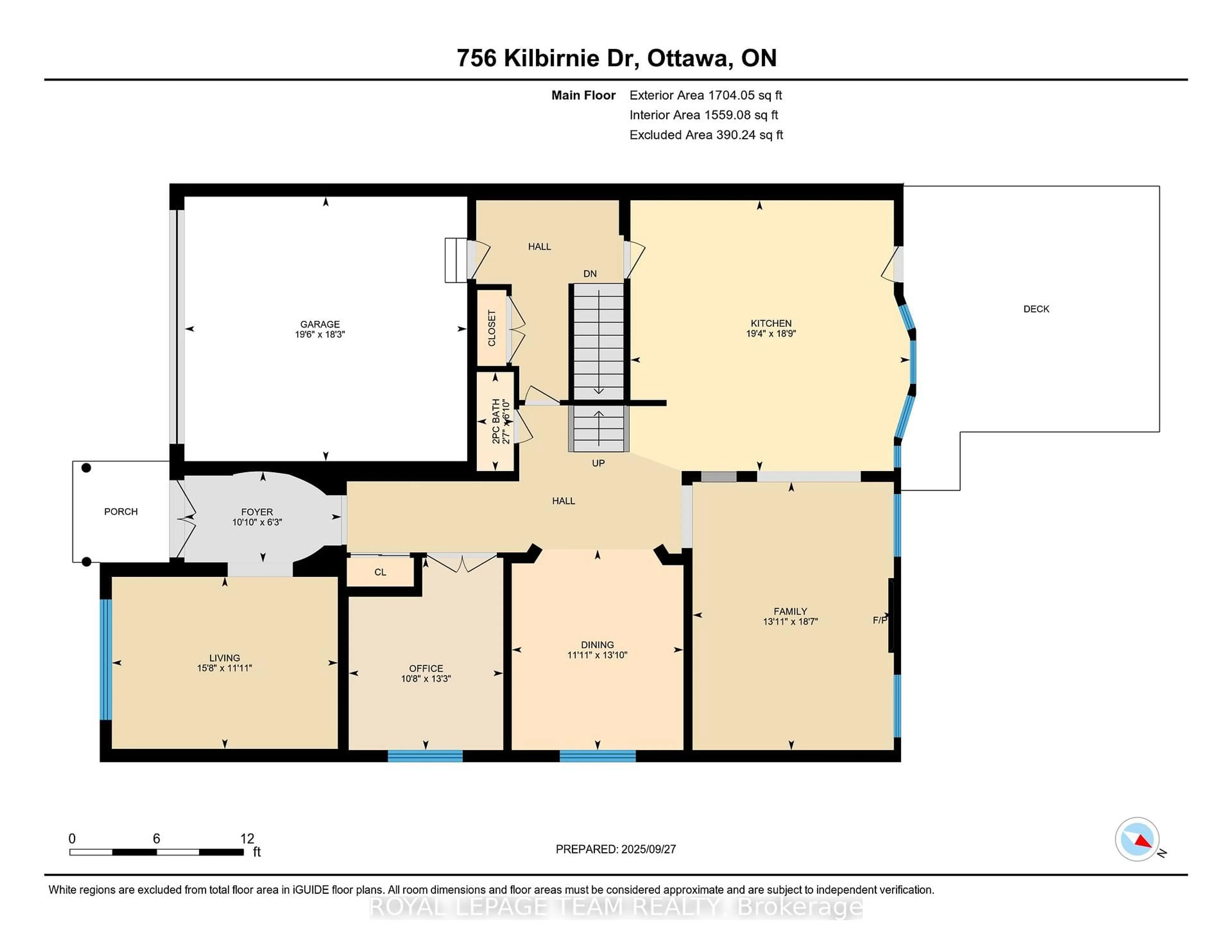 Floor plan for 756 Kilbirnie Dr, Ottawa Ontario K2J 0M2