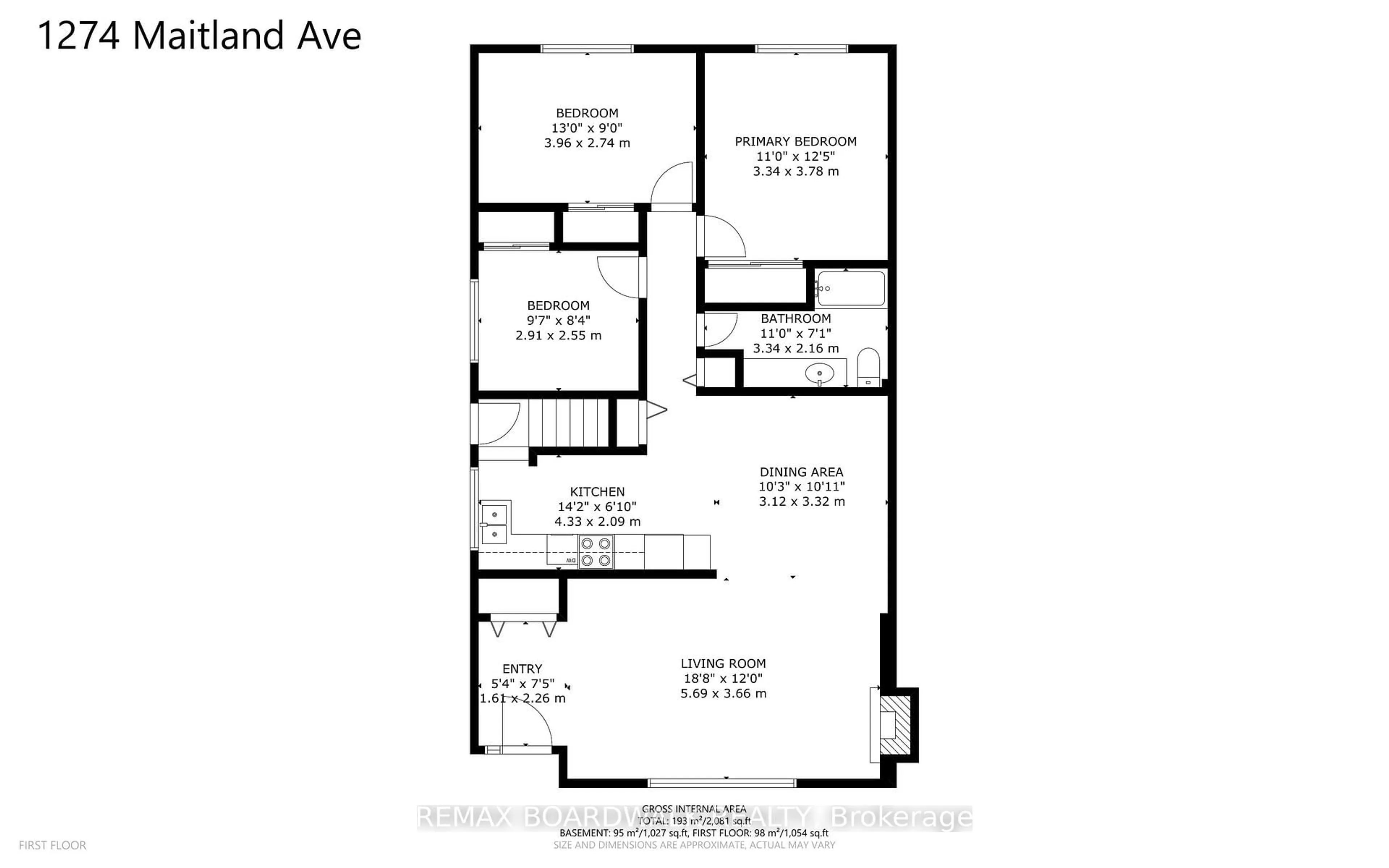 Floor plan for 1274 Maitland Ave, Ottawa Ontario K2C 2C6
