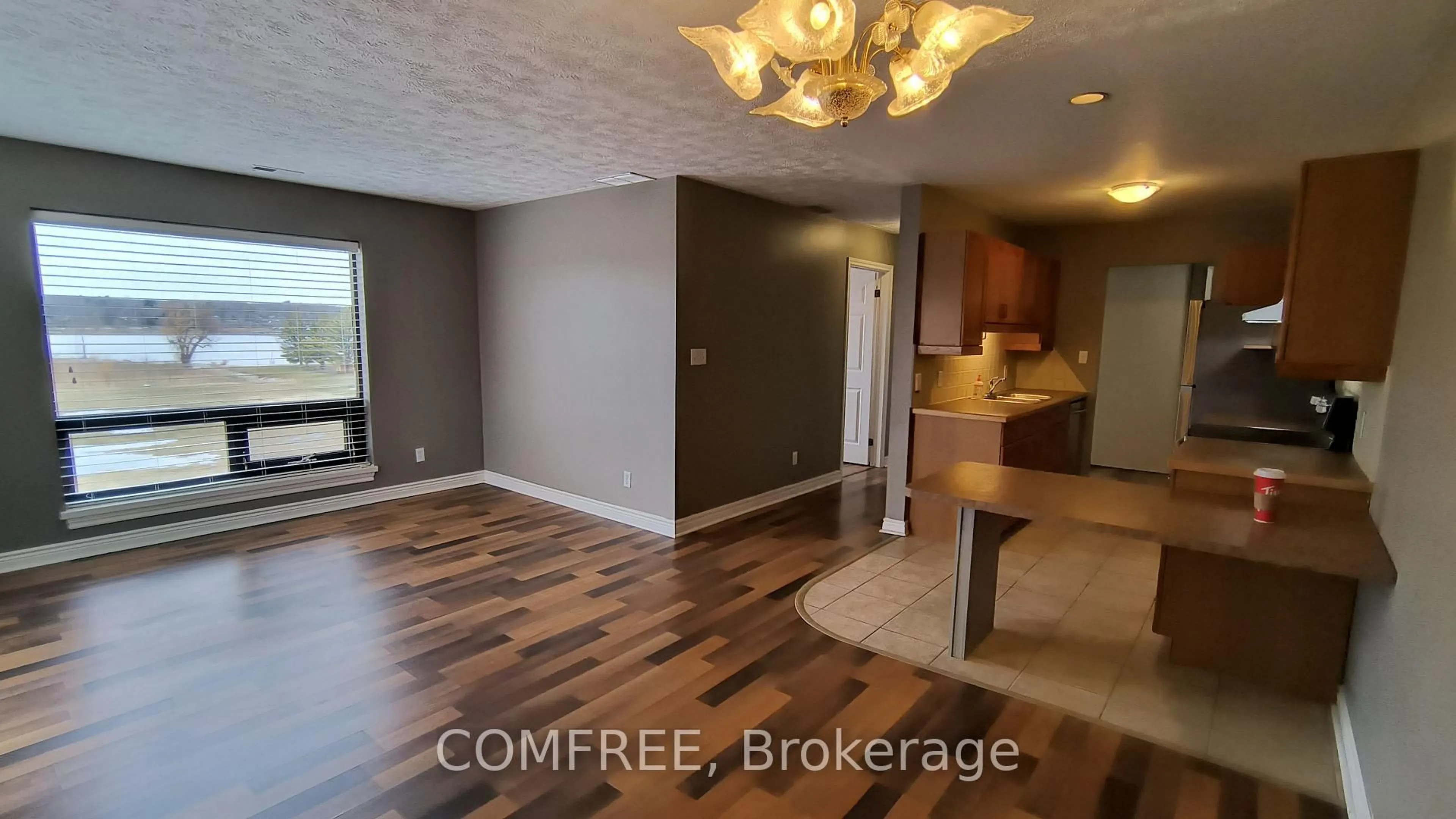 Open concept kitchen, wood/laminate floor for 1717 2nd Ave #401, Owen Sound Ontario N4K 6V4