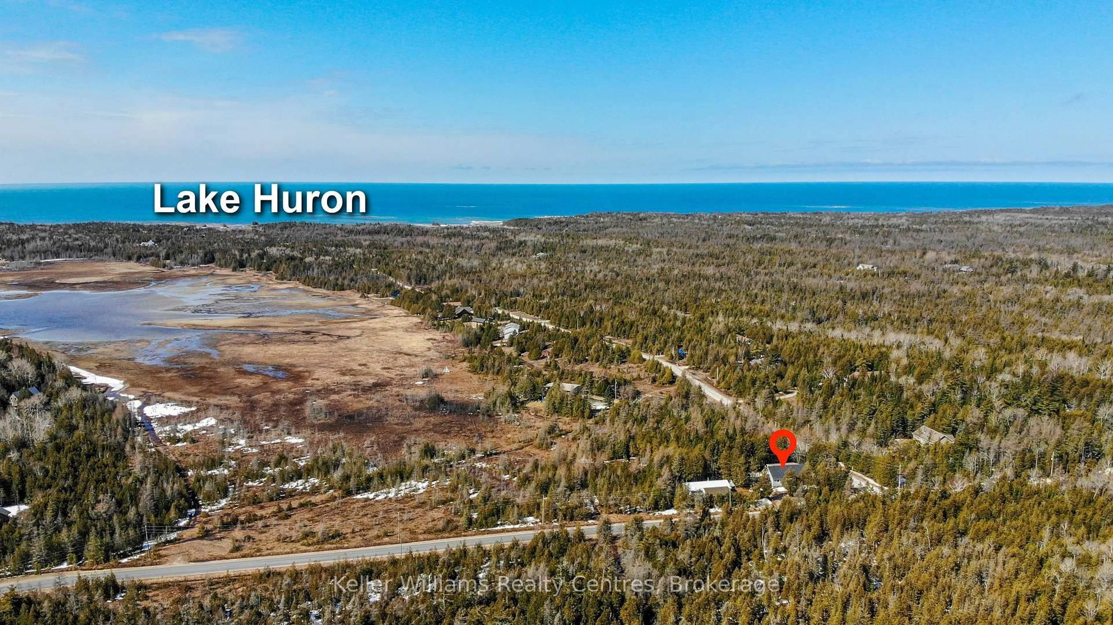 A pic from outside/outdoor area/front of a property/back of a property/a pic from drone, water/lake/river/ocean view for 668 Pike Bay Rd, Northern Bruce Peninsula Ontario N0H 2T0