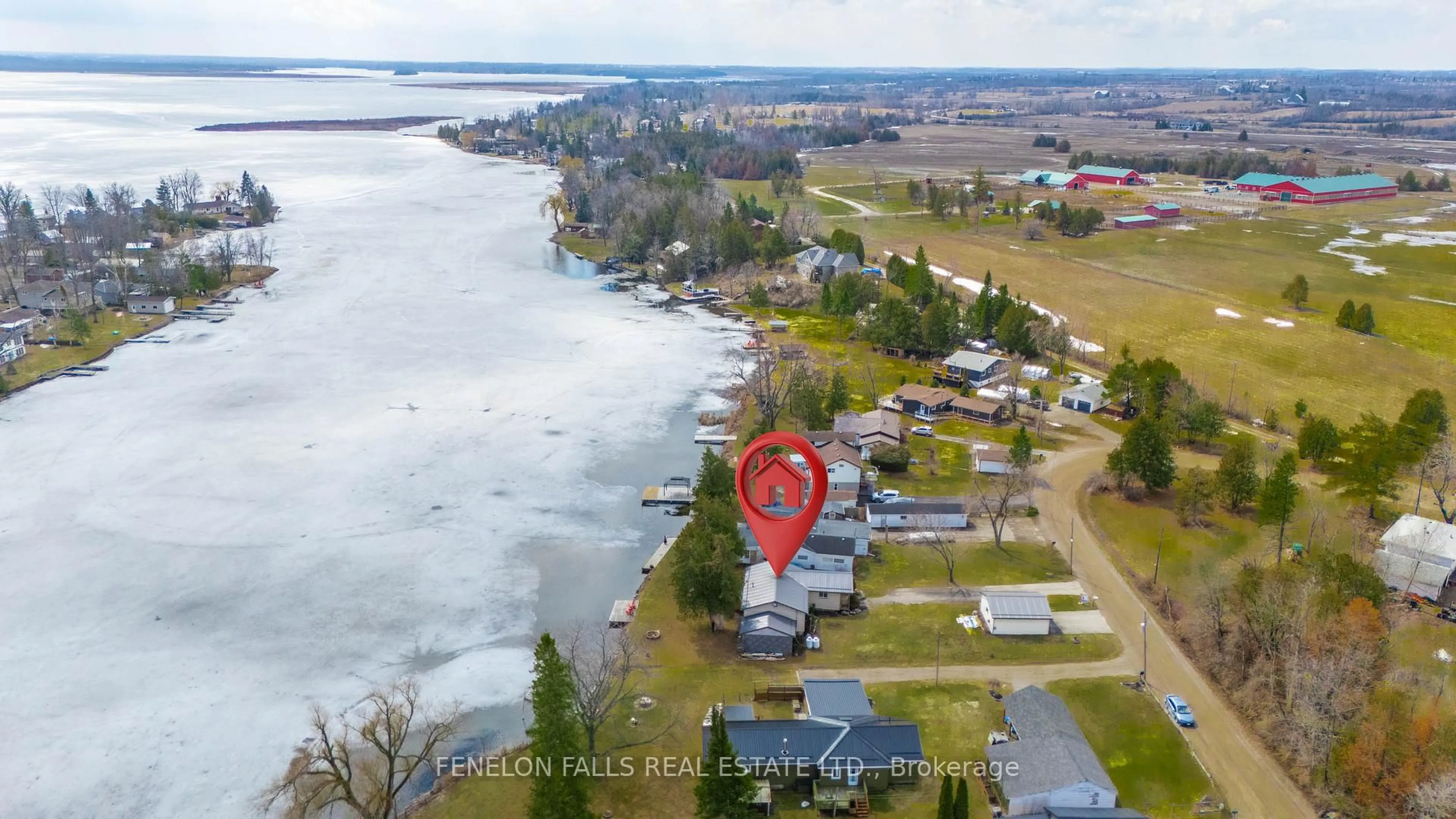 A pic from outside/outdoor area/front of a property/back of a property/a pic from drone, water/lake/river/ocean view for 30 Jones Ave, Kawartha Lakes Ontario K0M 1G0
