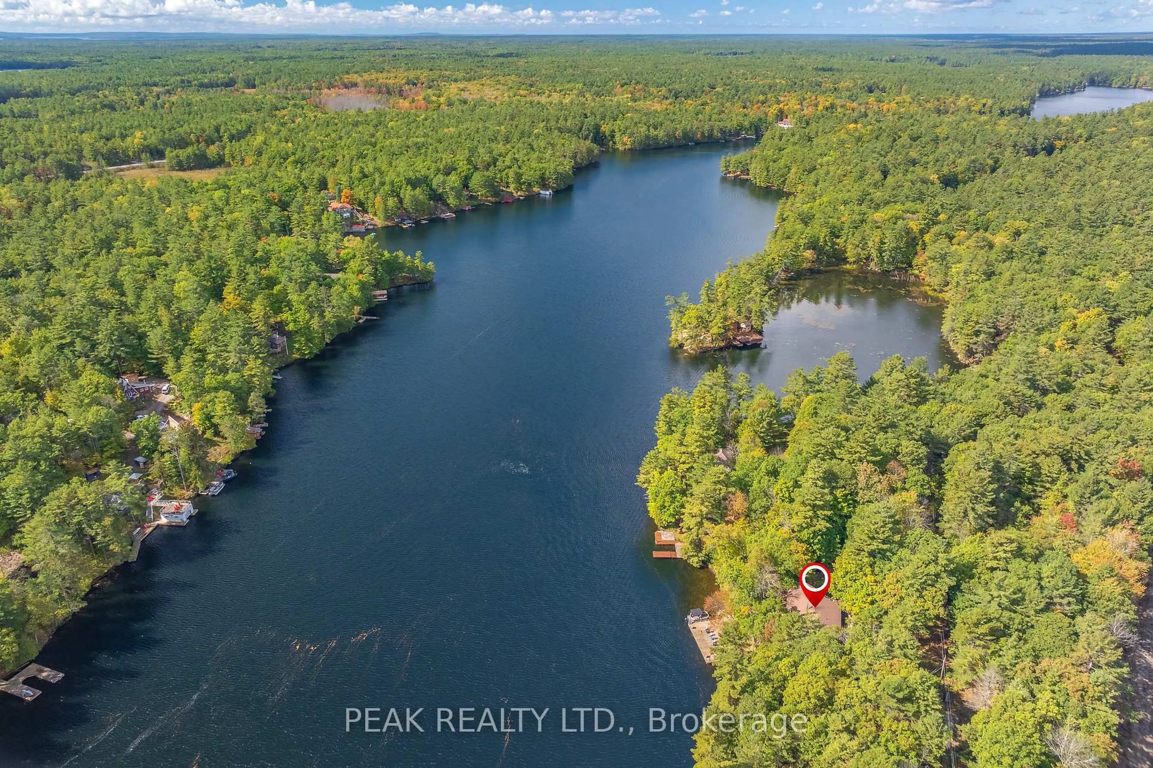 A pic from outside/outdoor area/front of a property/back of a property/a pic from drone, water/lake/river/ocean view for 49 Severn River SR 405, Muskoka Lakes Ontario 00000
