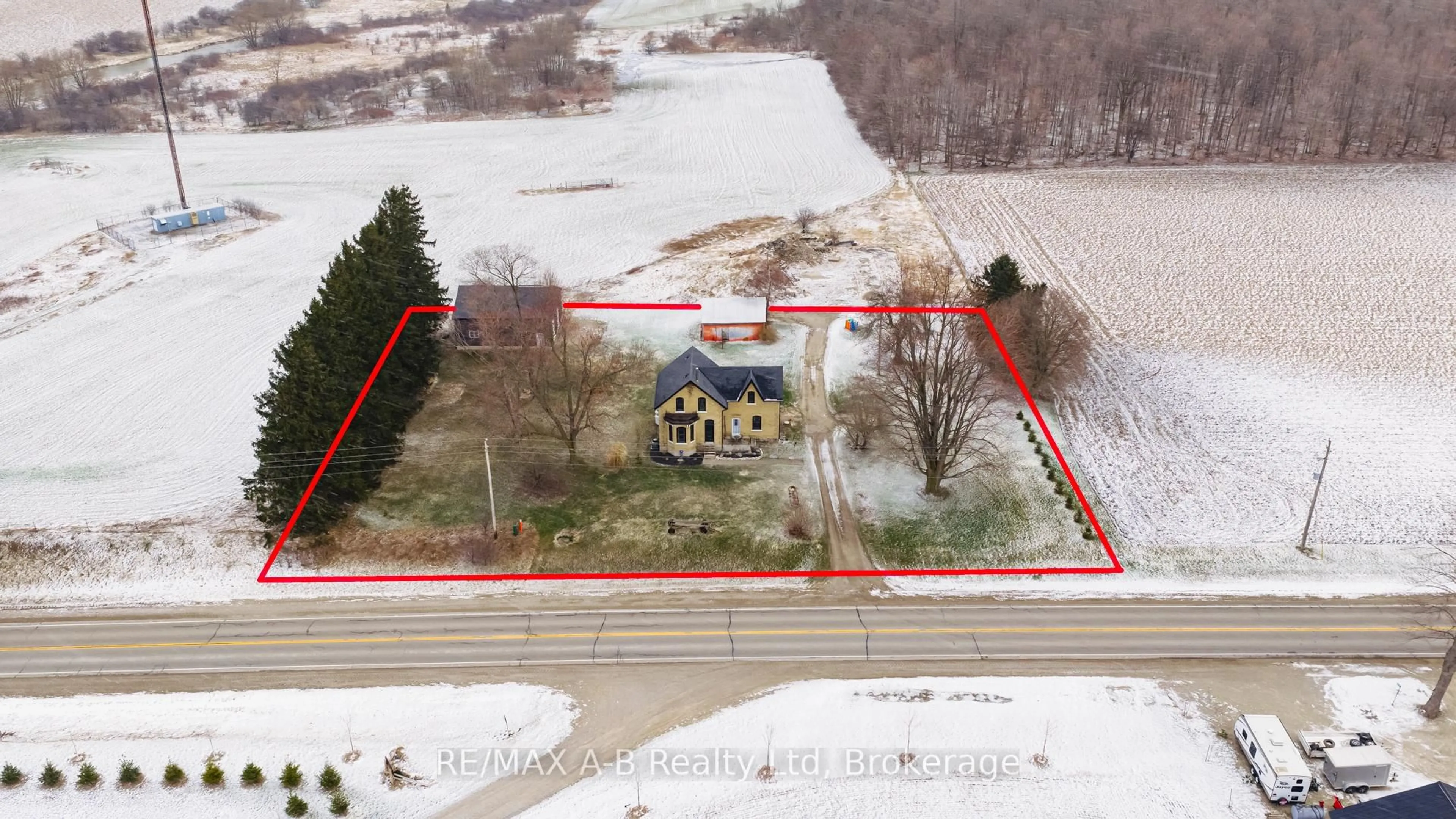 A pic from outside/outdoor area/front of a property/back of a property/a pic from drone, water/lake/river/ocean view for 4722 Perth Line 20 Line, Perth South Ontario N4X 1C9