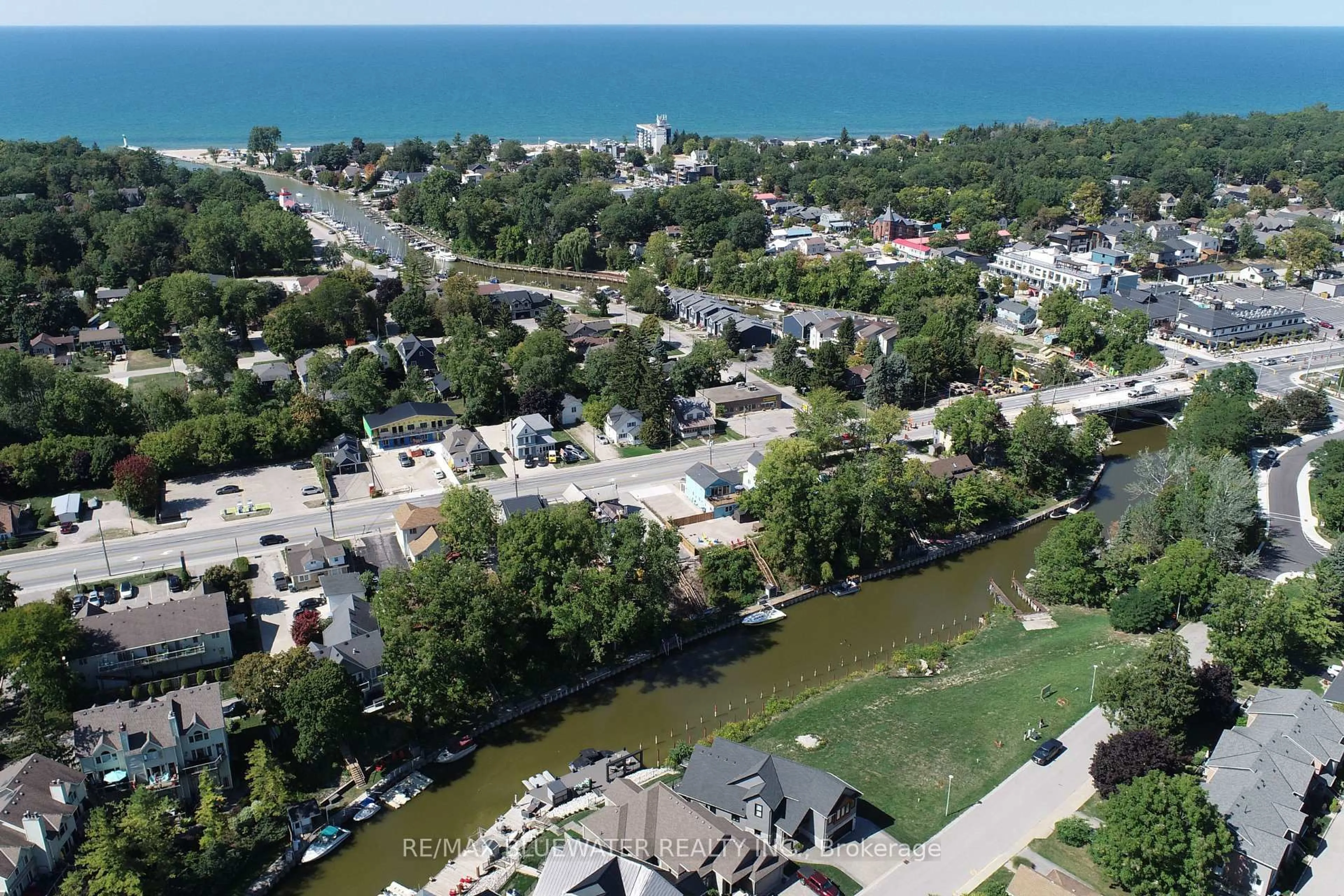 A pic from outside/outdoor area/front of a property/back of a property/a pic from drone, water/lake/river/ocean view for 23 Sauble River Rd, Lambton Shores Ontario N0M 1T0