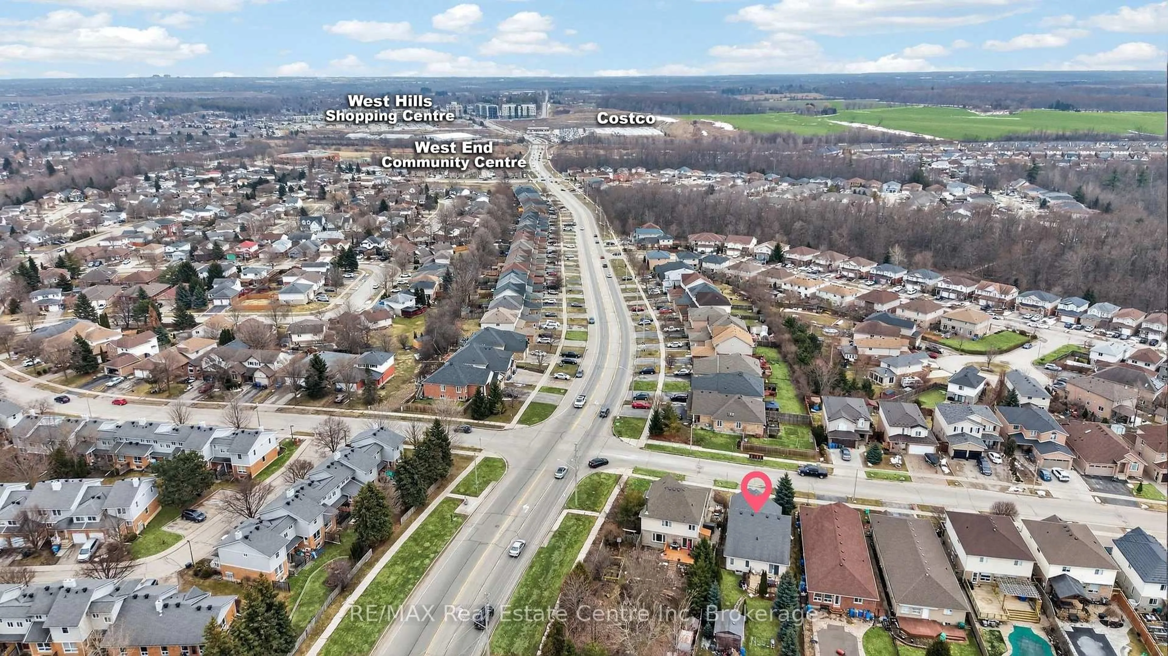 A pic from outside/outdoor area/front of a property/back of a property/a pic from drone, street for 91 Flaherty Dr, Guelph Ontario N1K 1Y7