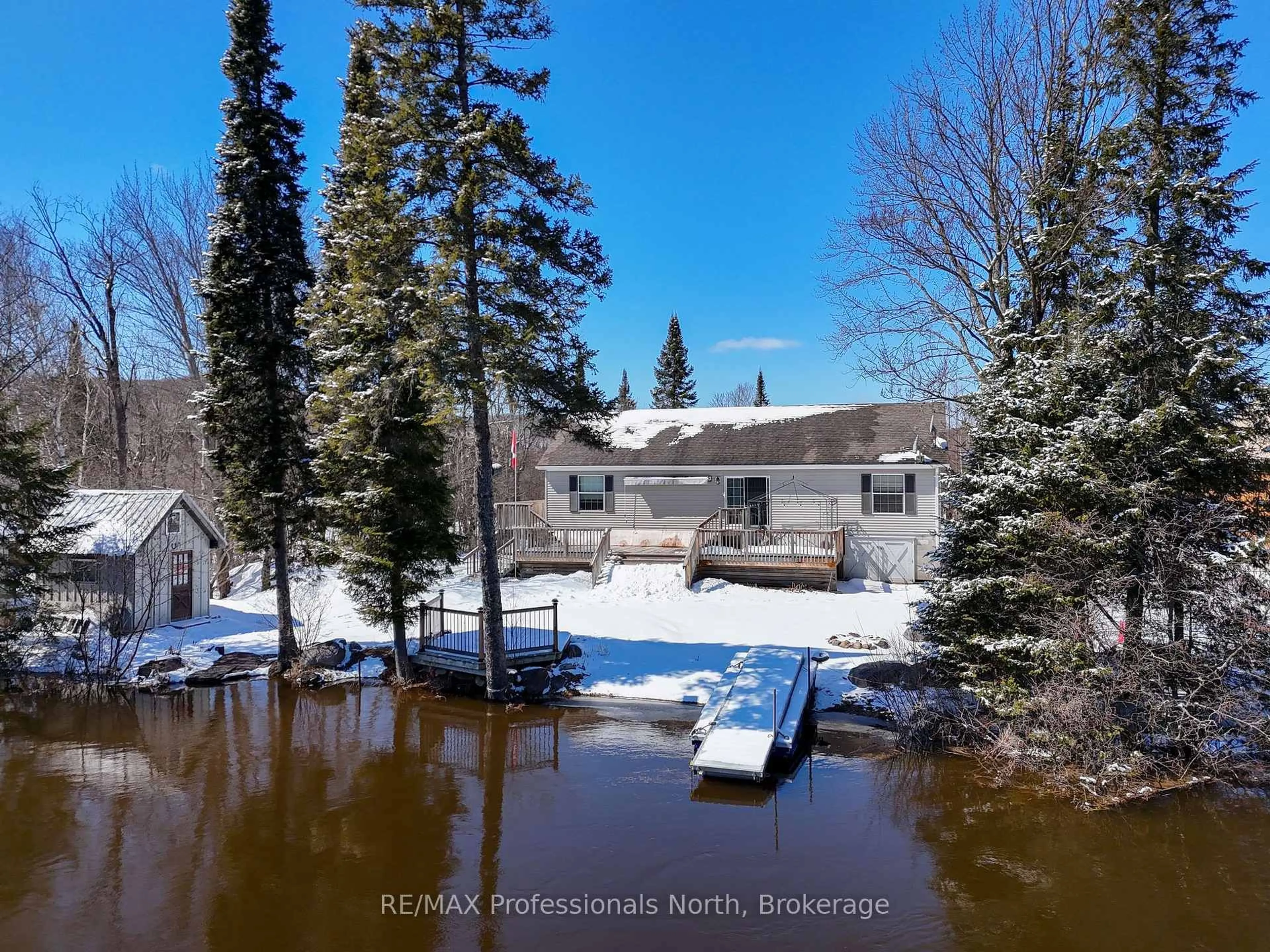 A pic from outside/outdoor area/front of a property/back of a property/a pic from drone, water/lake/river/ocean view for 537 Spring Hill Rd, Ryerson Ontario P0A 1C0