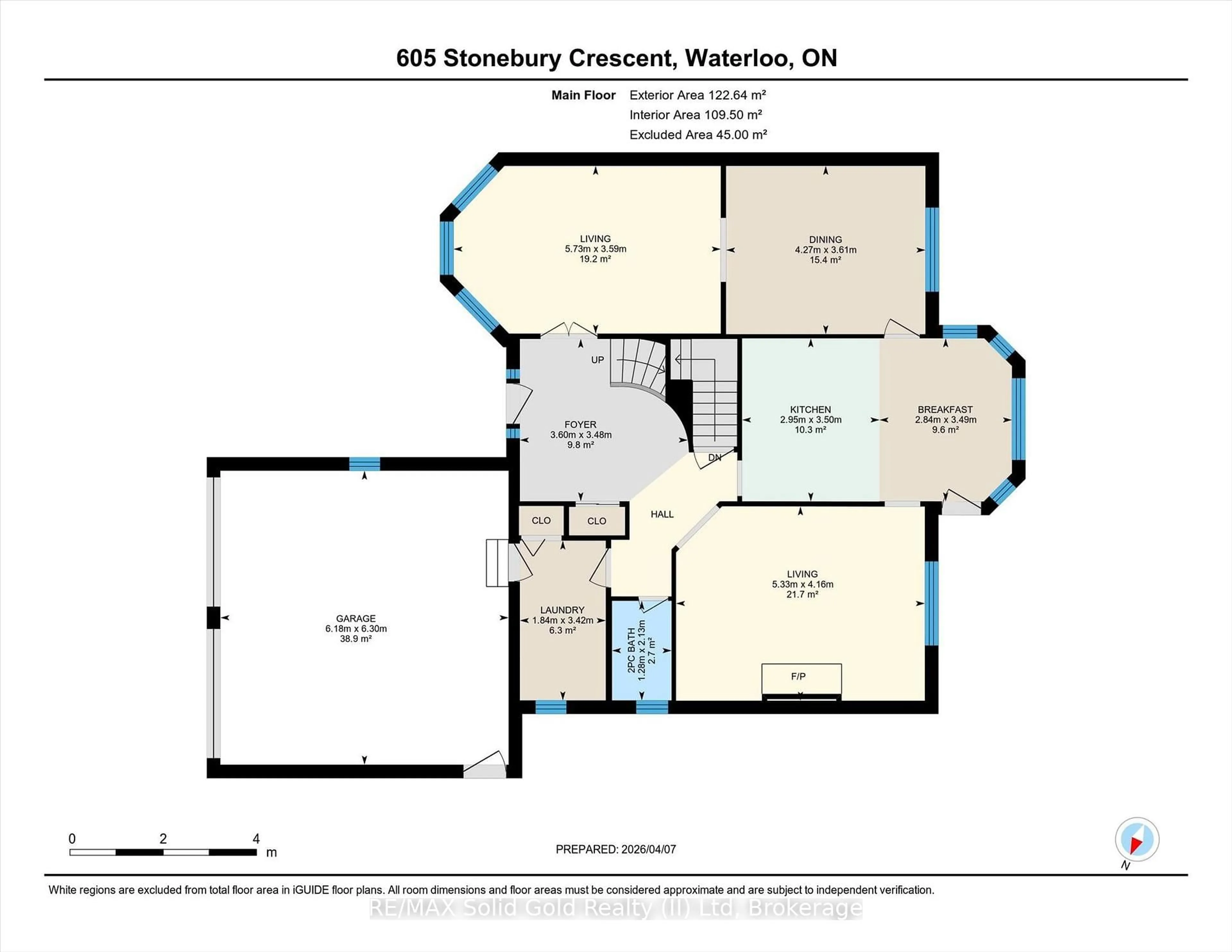 Floor plan for 605 Stonebury Cres, Waterloo Ontario N2K 3R2