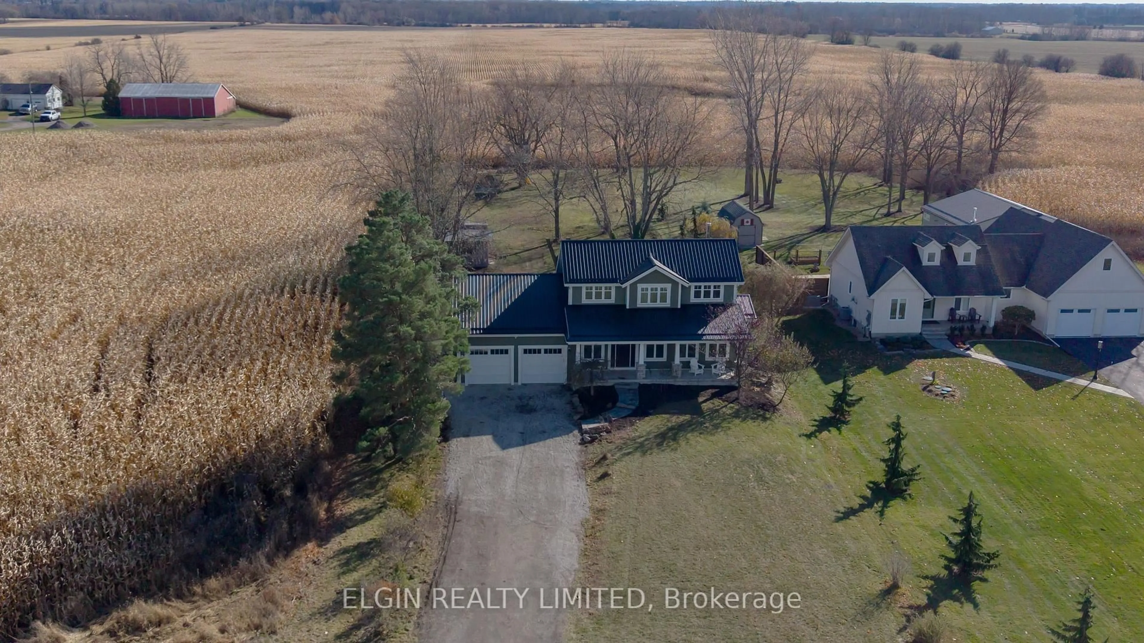 A pic from outside/outdoor area/front of a property/back of a property/a pic from drone, water/lake/river/ocean view for 39349 Fingal Line, Southwold Ontario N5P 3S5