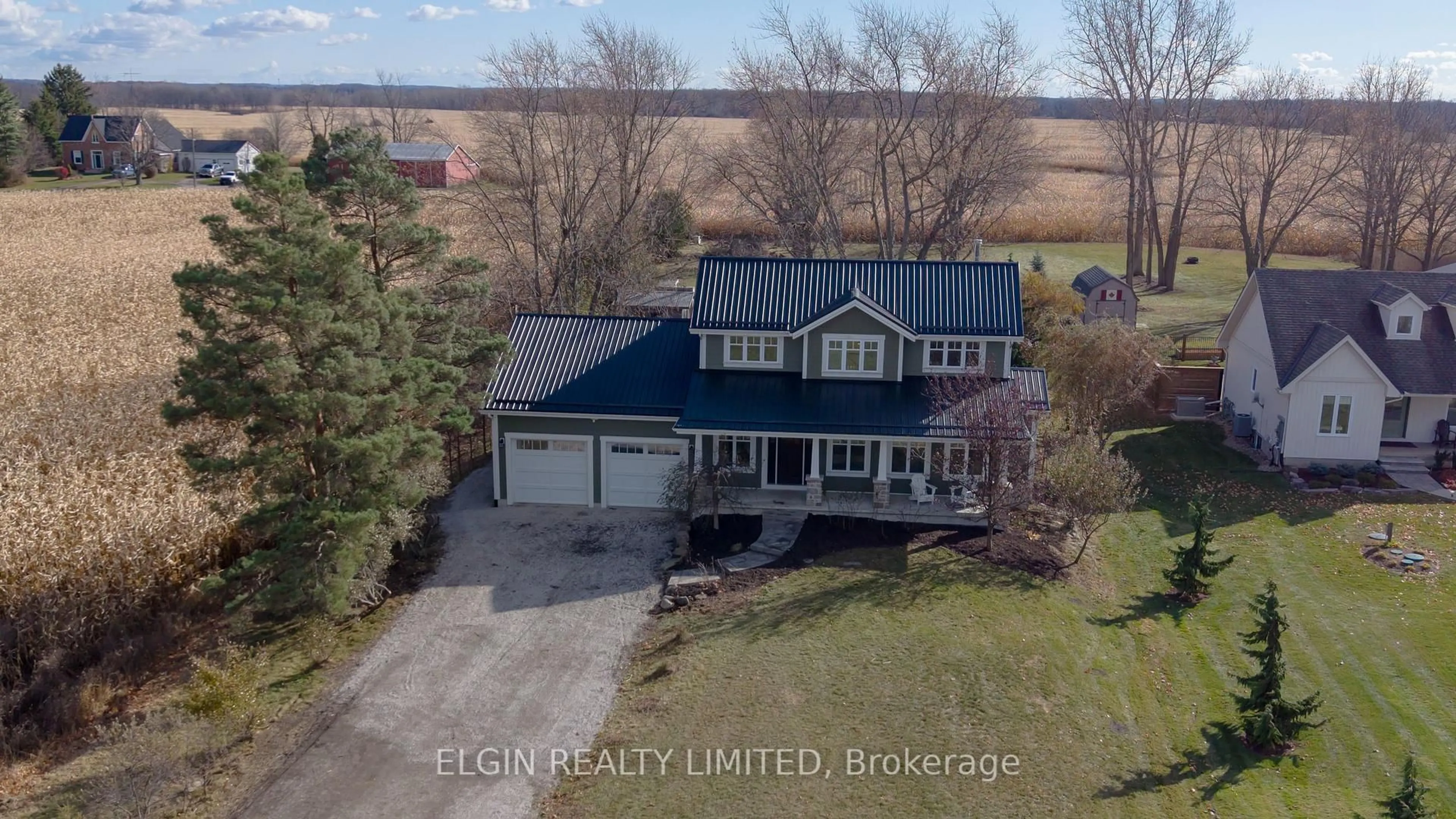 A pic from outside/outdoor area/front of a property/back of a property/a pic from drone, water/lake/river/ocean view for 39349 Fingal Line, Southwold Ontario N5P 3S5