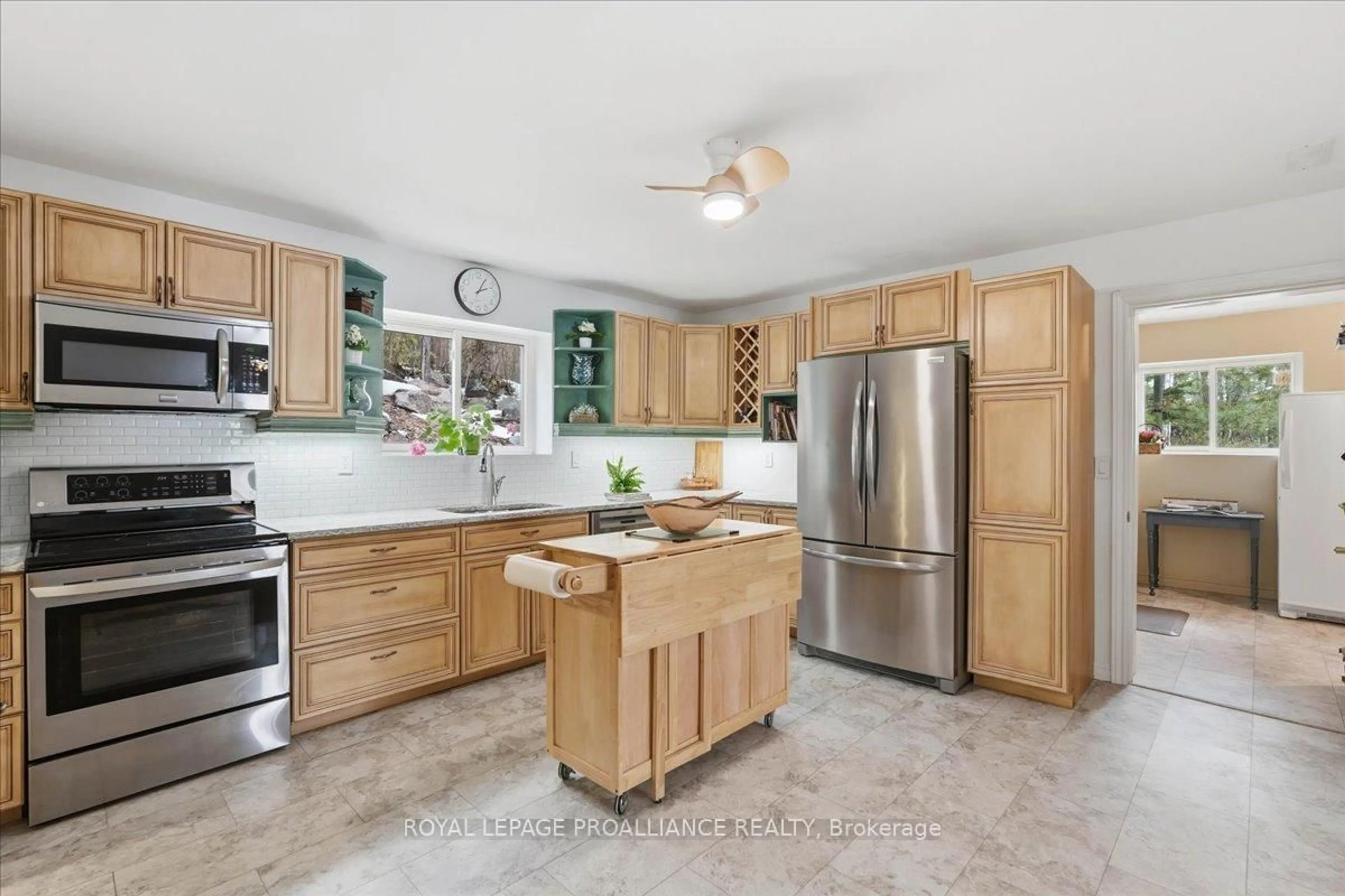 Open concept kitchen, ceramic/tile floor for 13 Mazinaw Heights Rd, Cloyne Ontario K0H 1K0