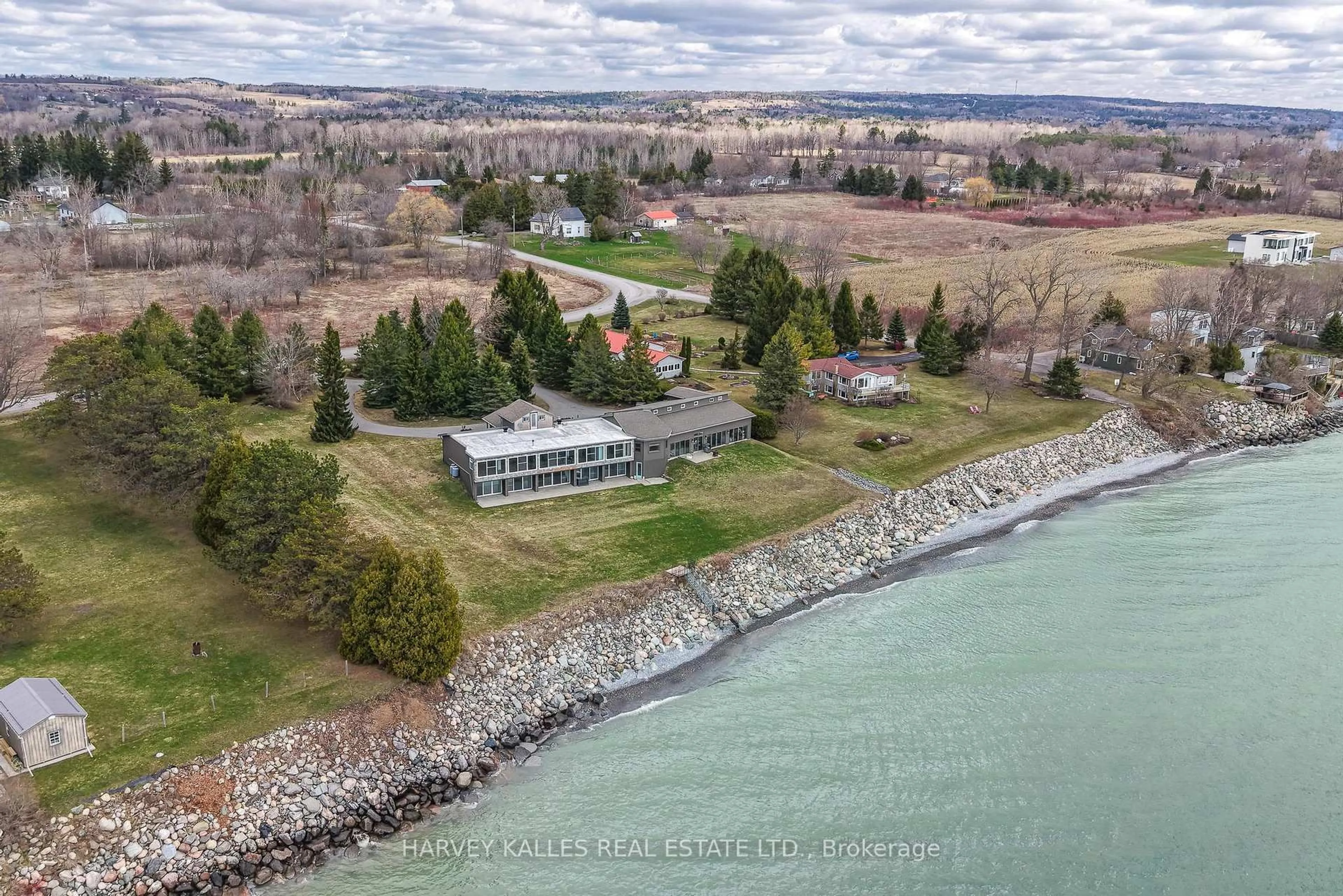 A pic from outside/outdoor area/front of a property/back of a property/a pic from drone, water/lake/river/ocean view for 431 Victoria Beach Rd, Cramahe Ontario K0K 1S0