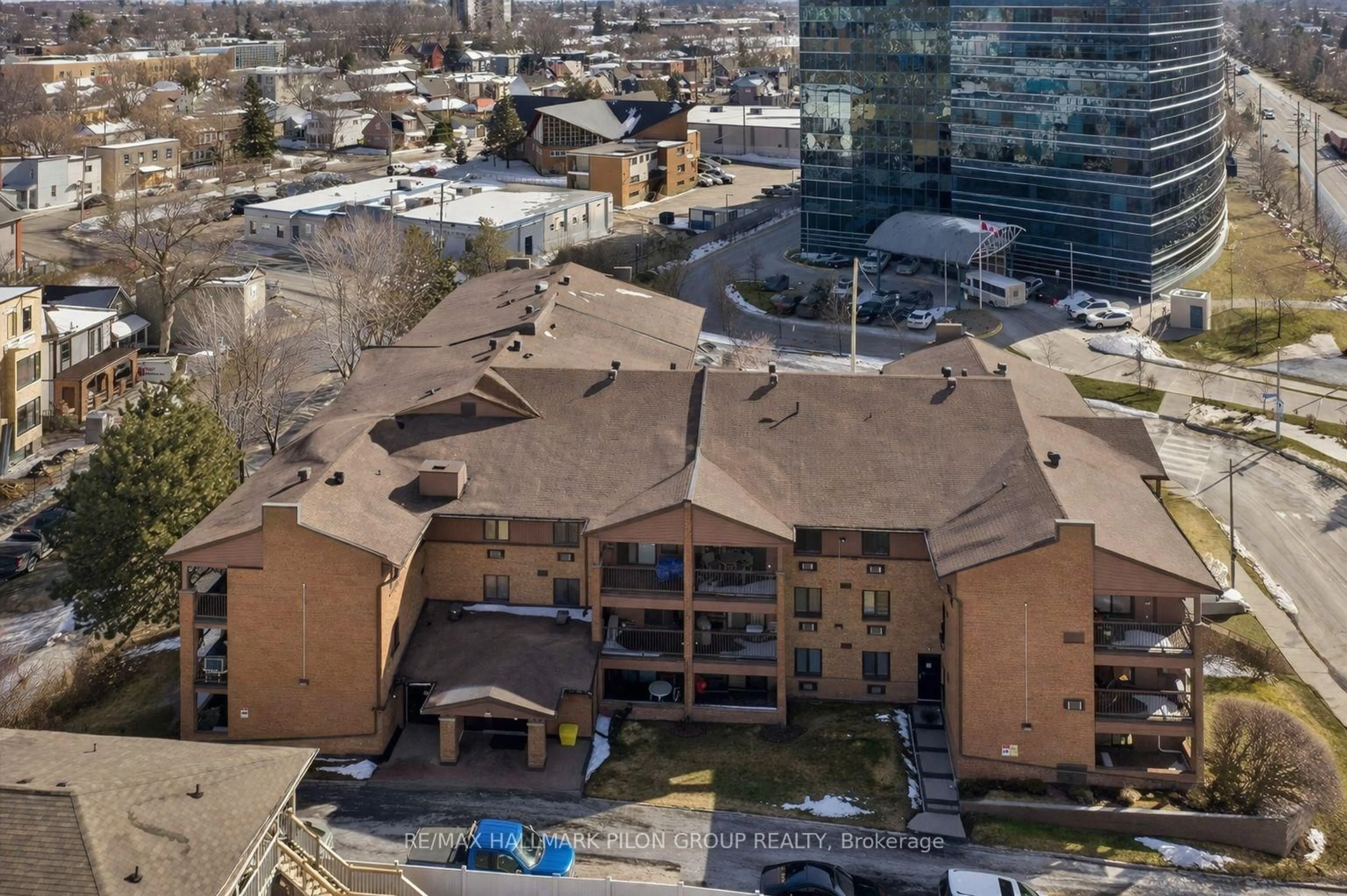 A pic from outside/outdoor area/front of a property/back of a property/a pic from drone, city buildings view from balcony for 316 Savard Ave #206, Ottawa Ontario K1L 7S2