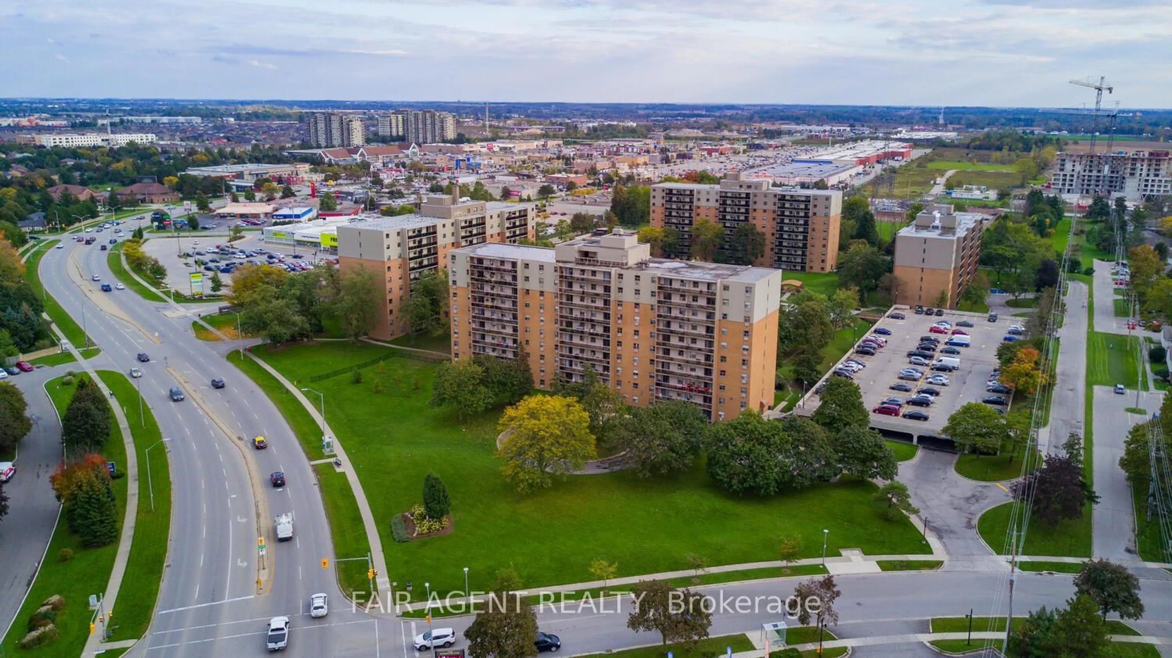 A pic from outside/outdoor area/front of a property/back of a property/a pic from drone, city buildings view from balcony for 931 WONDERLAND Rd #410, London South Ontario N6K 2X6