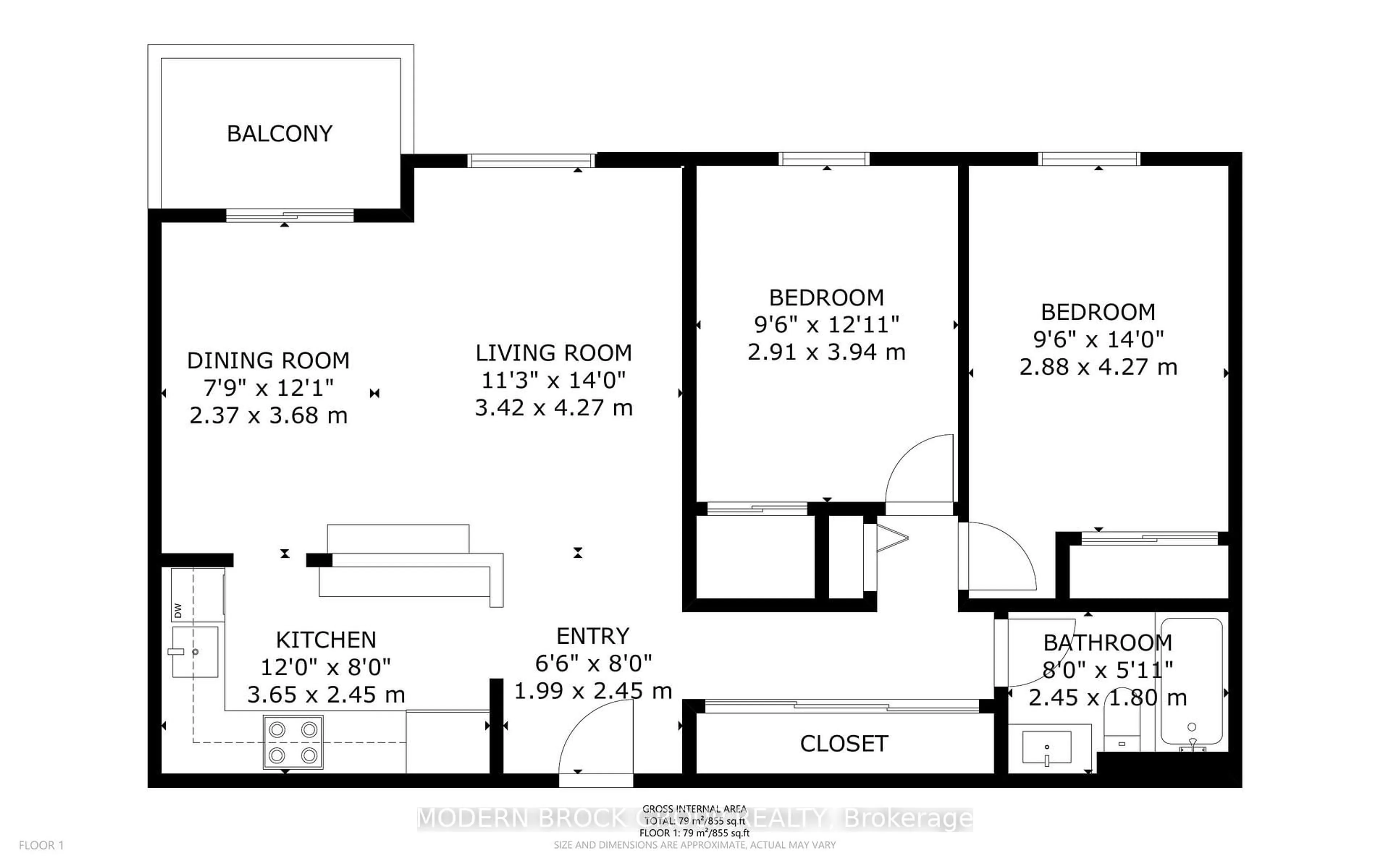 Floor plan for 3 Apple St #703, Brockville Ontario K6V 4X5