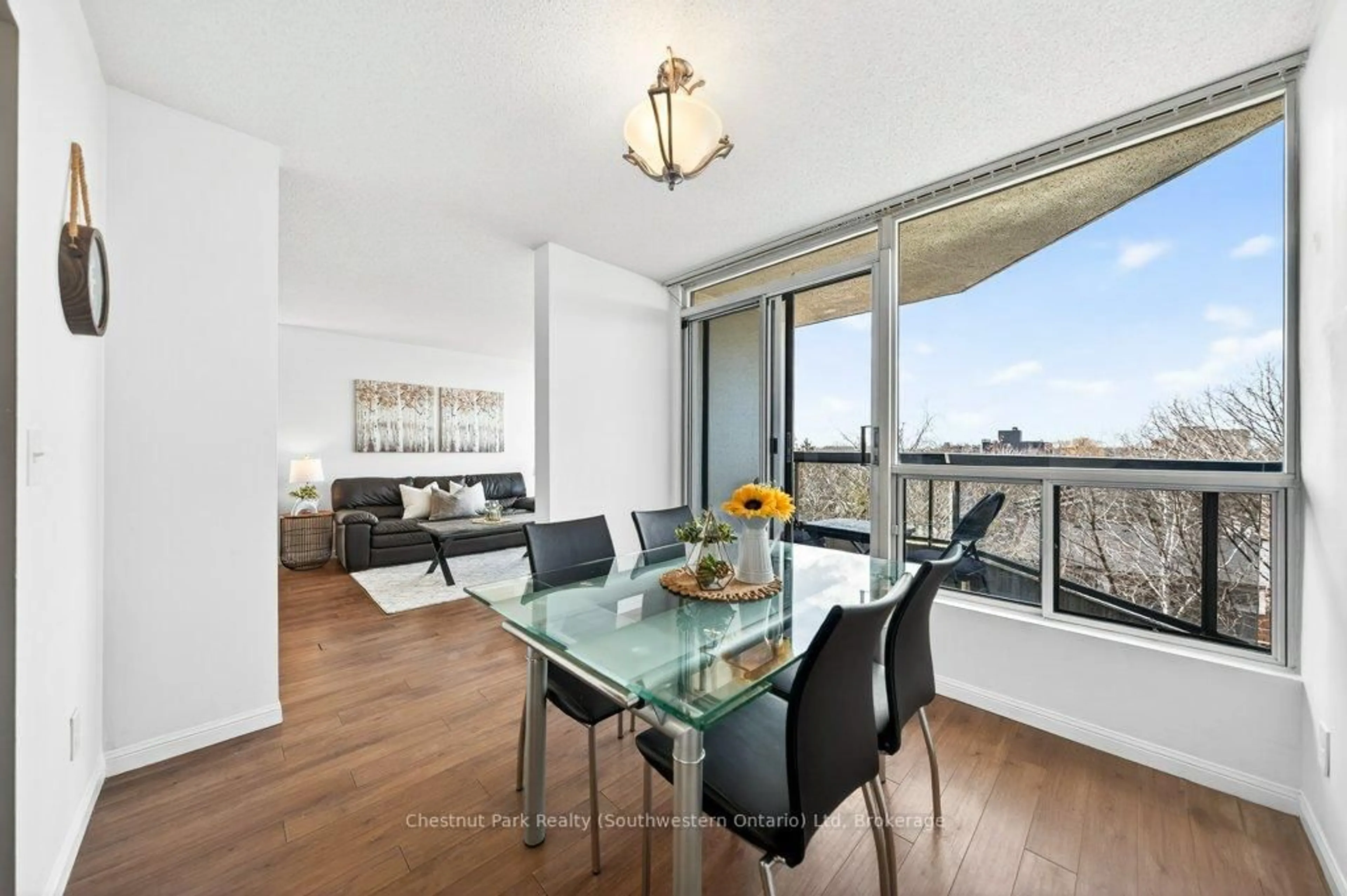 Dining room, wood/laminate floor for 107 Bagot St #501, Guelph Ontario N1H 8H5