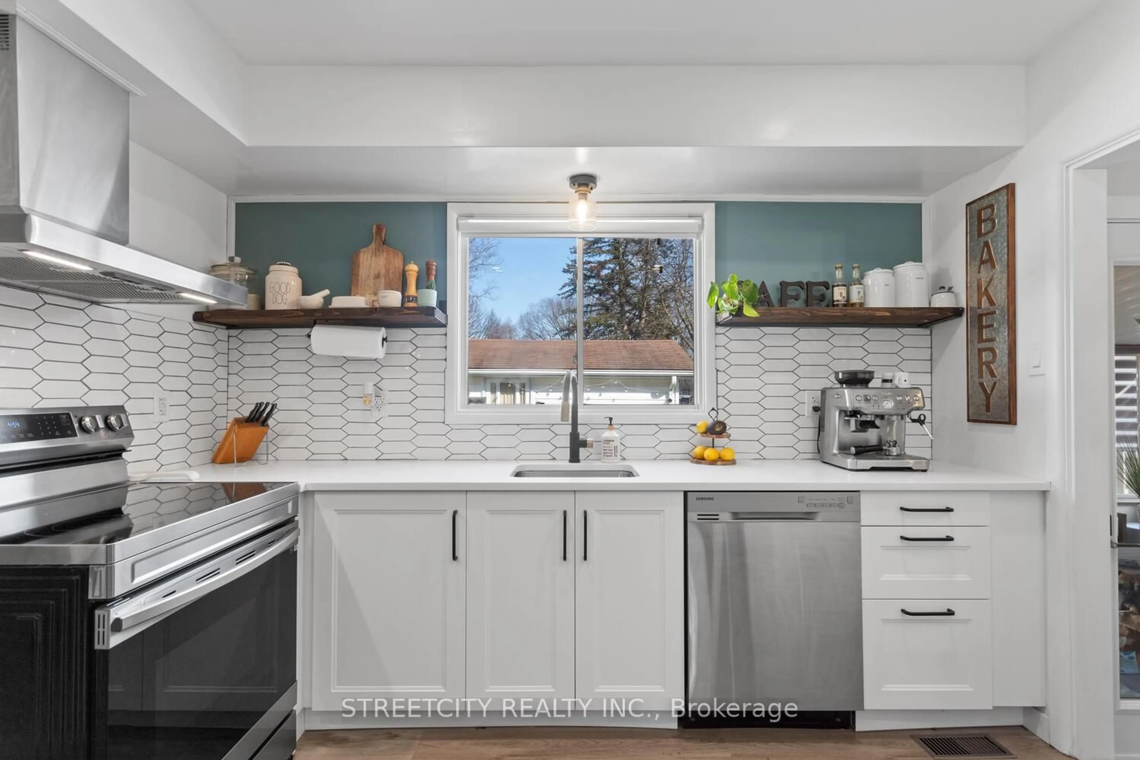 Contemporary kitchen, ceramic/tile floor for 898 Dalkeith Ave, London North Ontario N5X 1R9